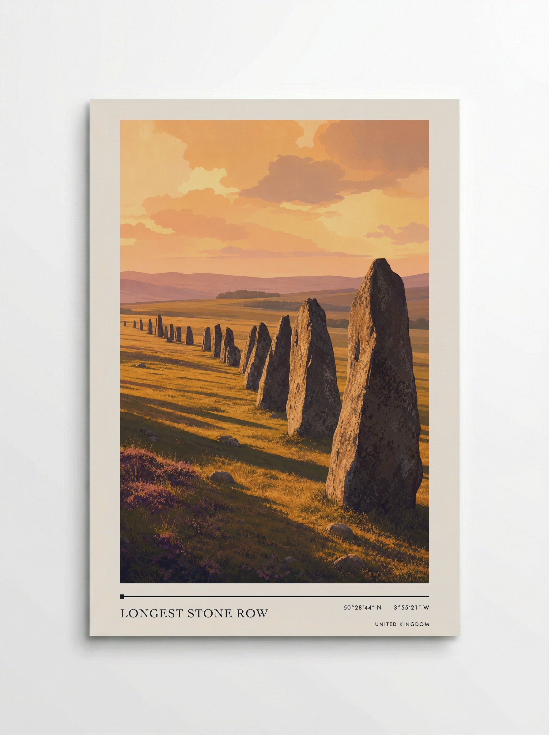 Longest stone row United Kingdom Travel Poster - Poster