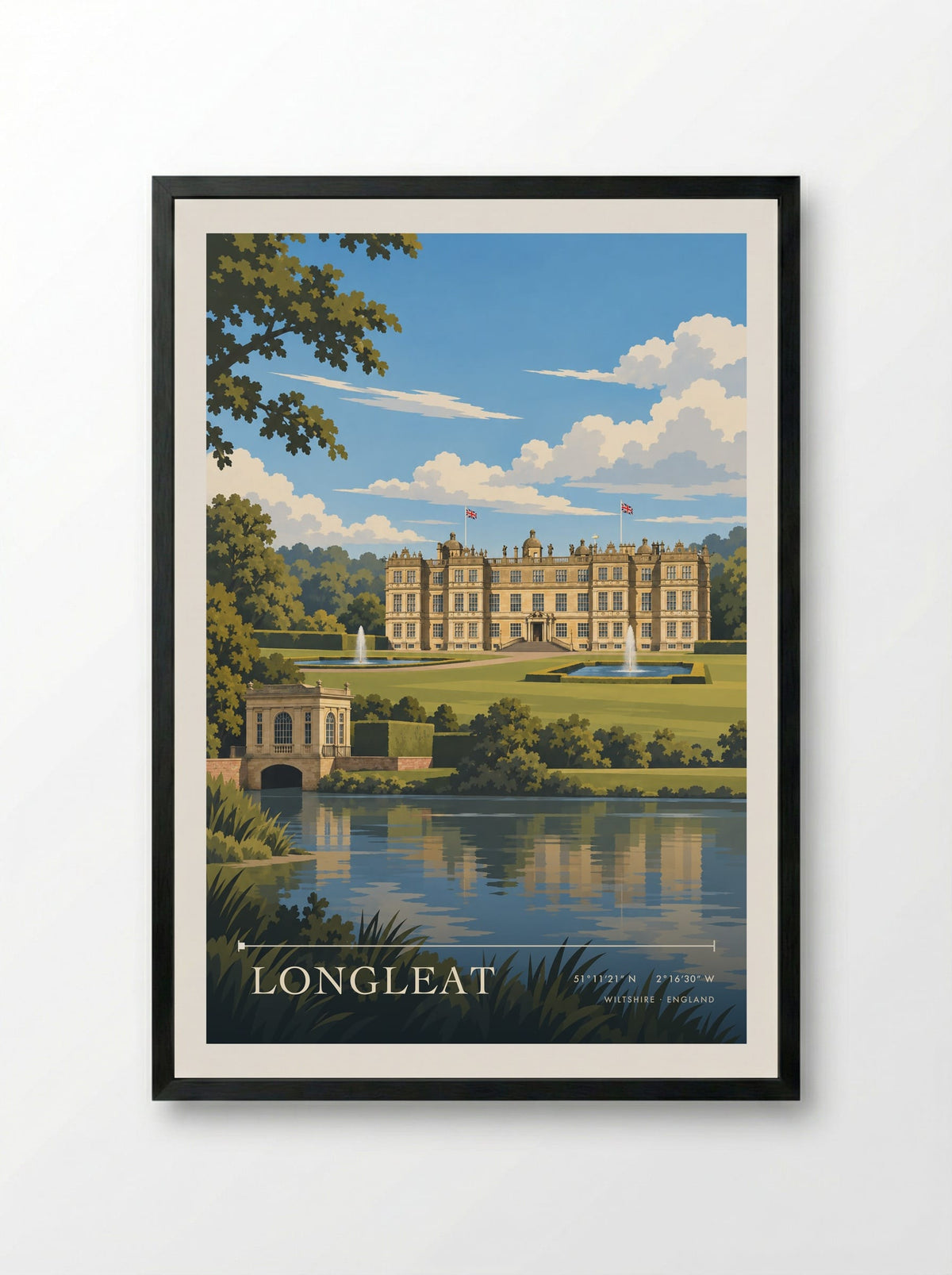 Longleat, Wiltshire | Travel Poster - Framed Print Black