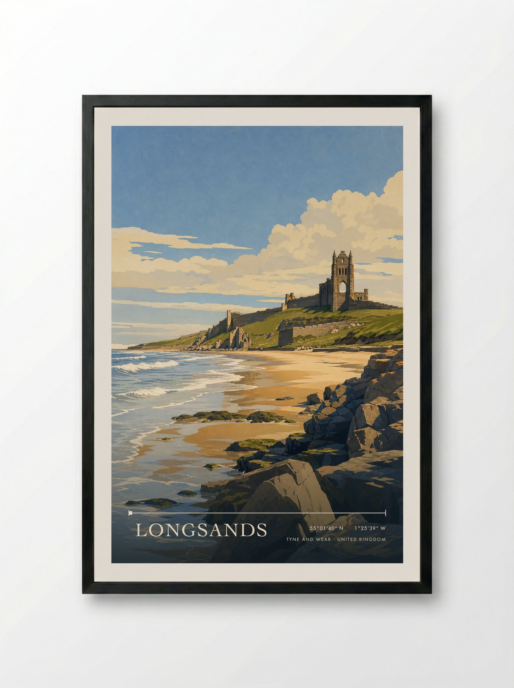 Longsands Tyne and Wear United Kingdom Travel Poster - Framed Print Black