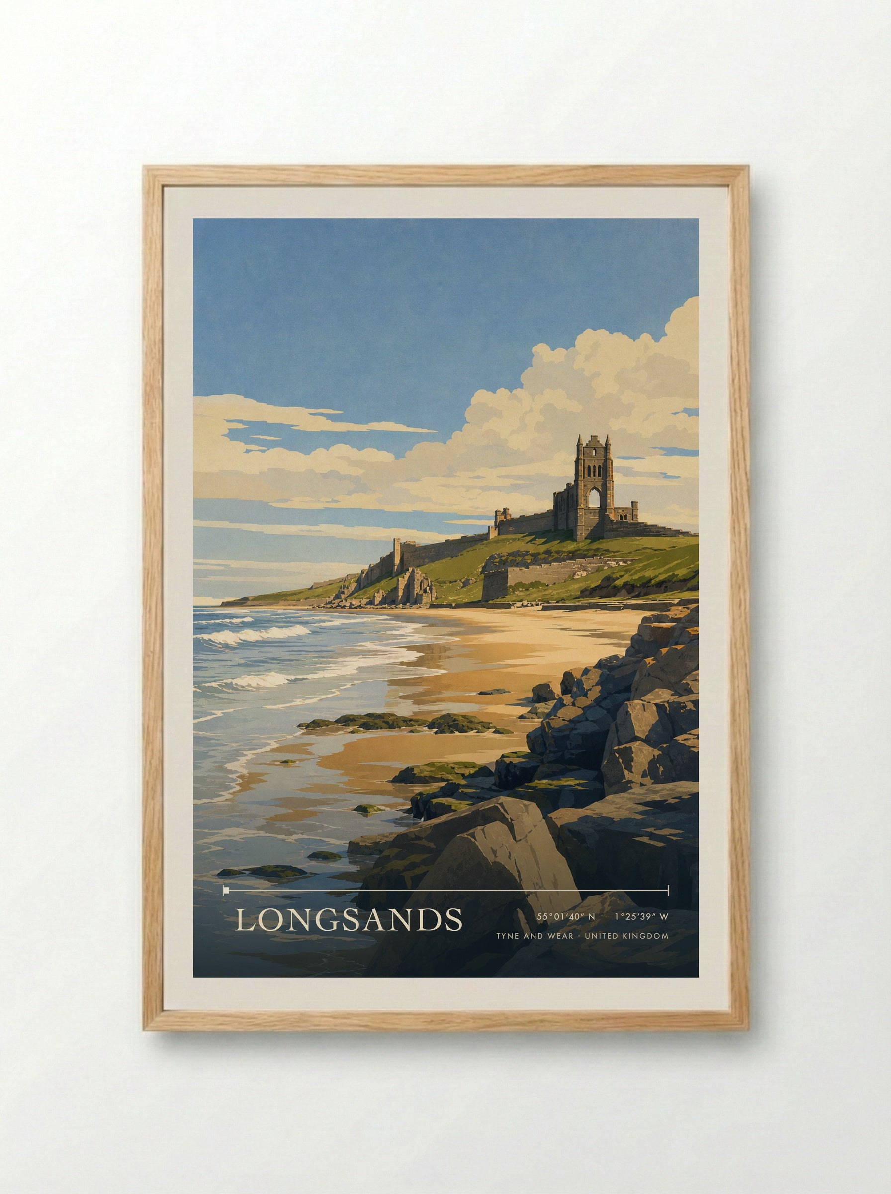Longsands Tyne and Wear United Kingdom Travel Poster - Framed Print Wood