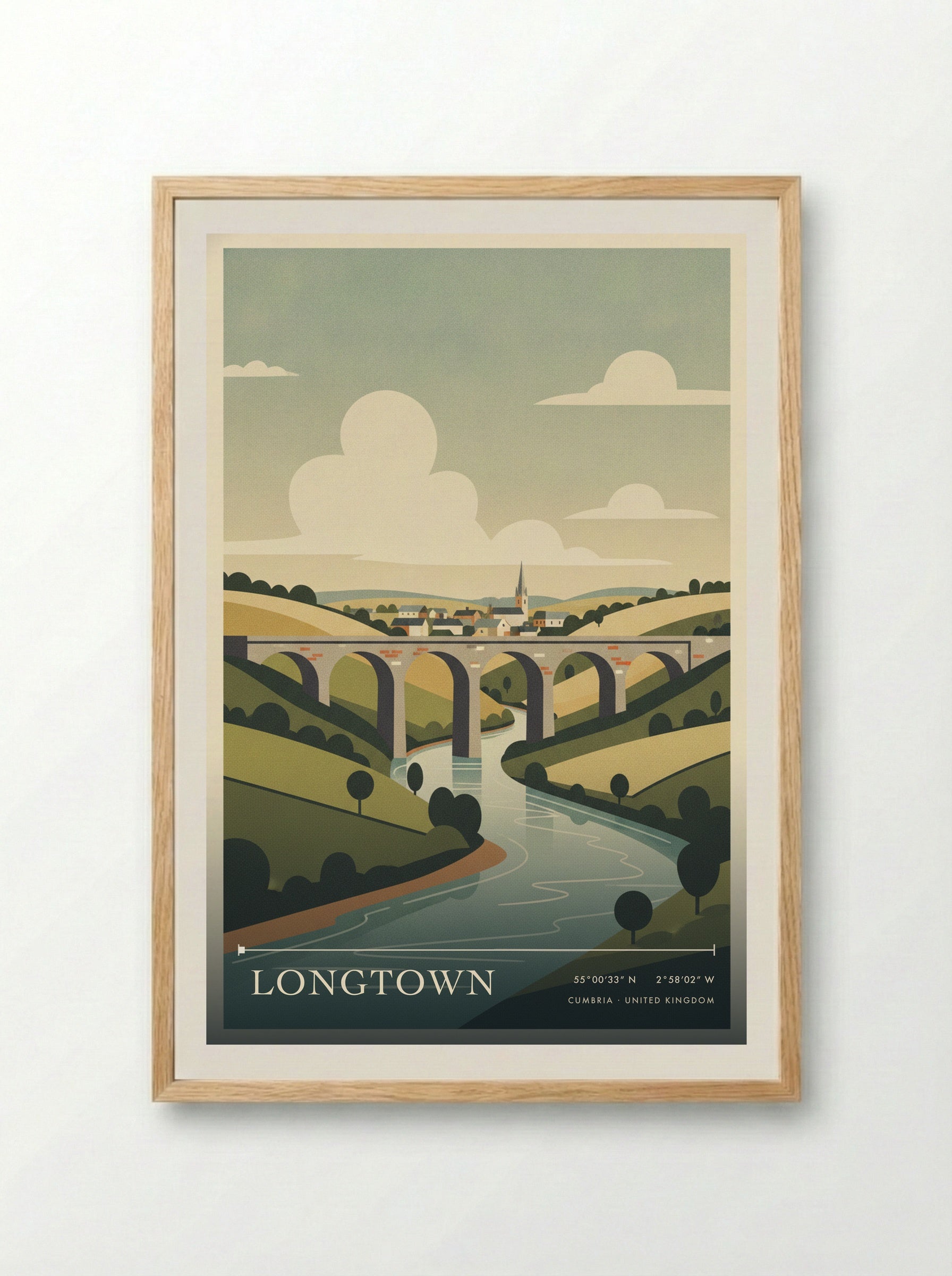 Longtown Cumbria United Kingdom Travel Poster - Framed Print Wood
