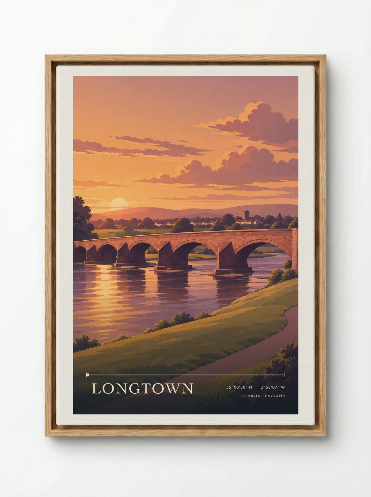 Longtown, Cumbria | Travel Poster - Framed Canvas Wood