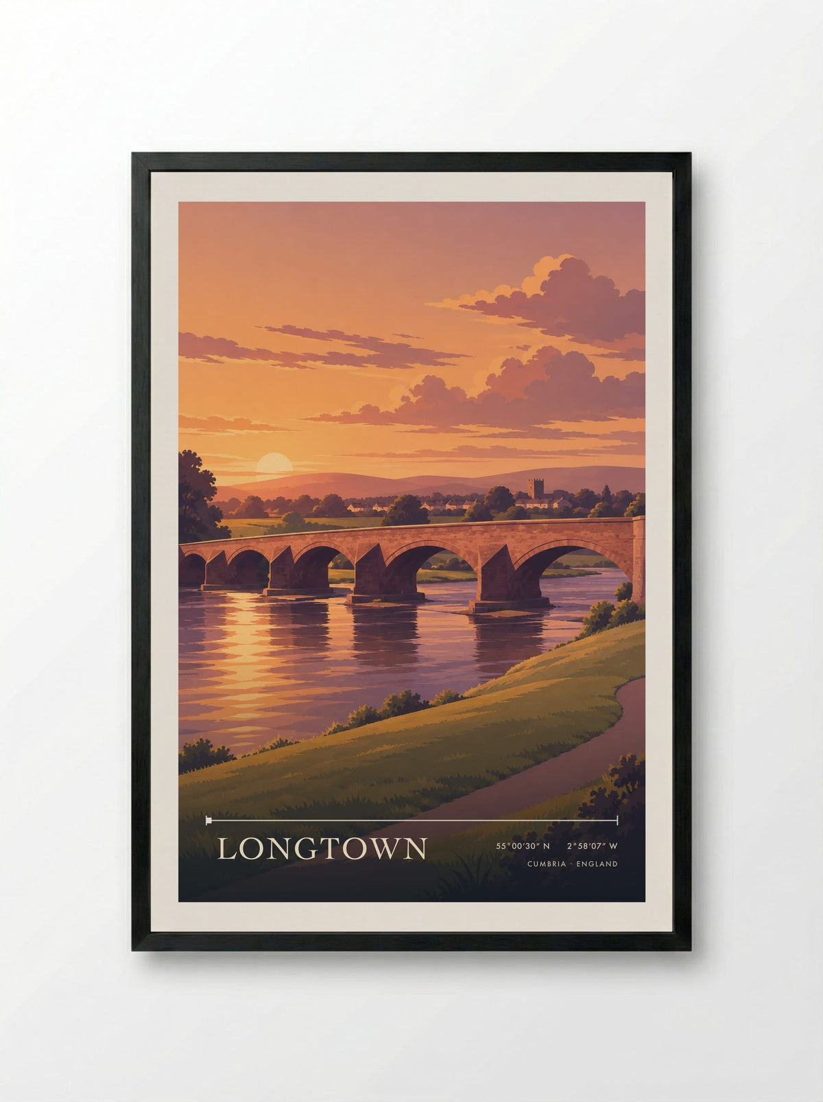 Longtown, Cumbria | Travel Poster - Framed Print Black