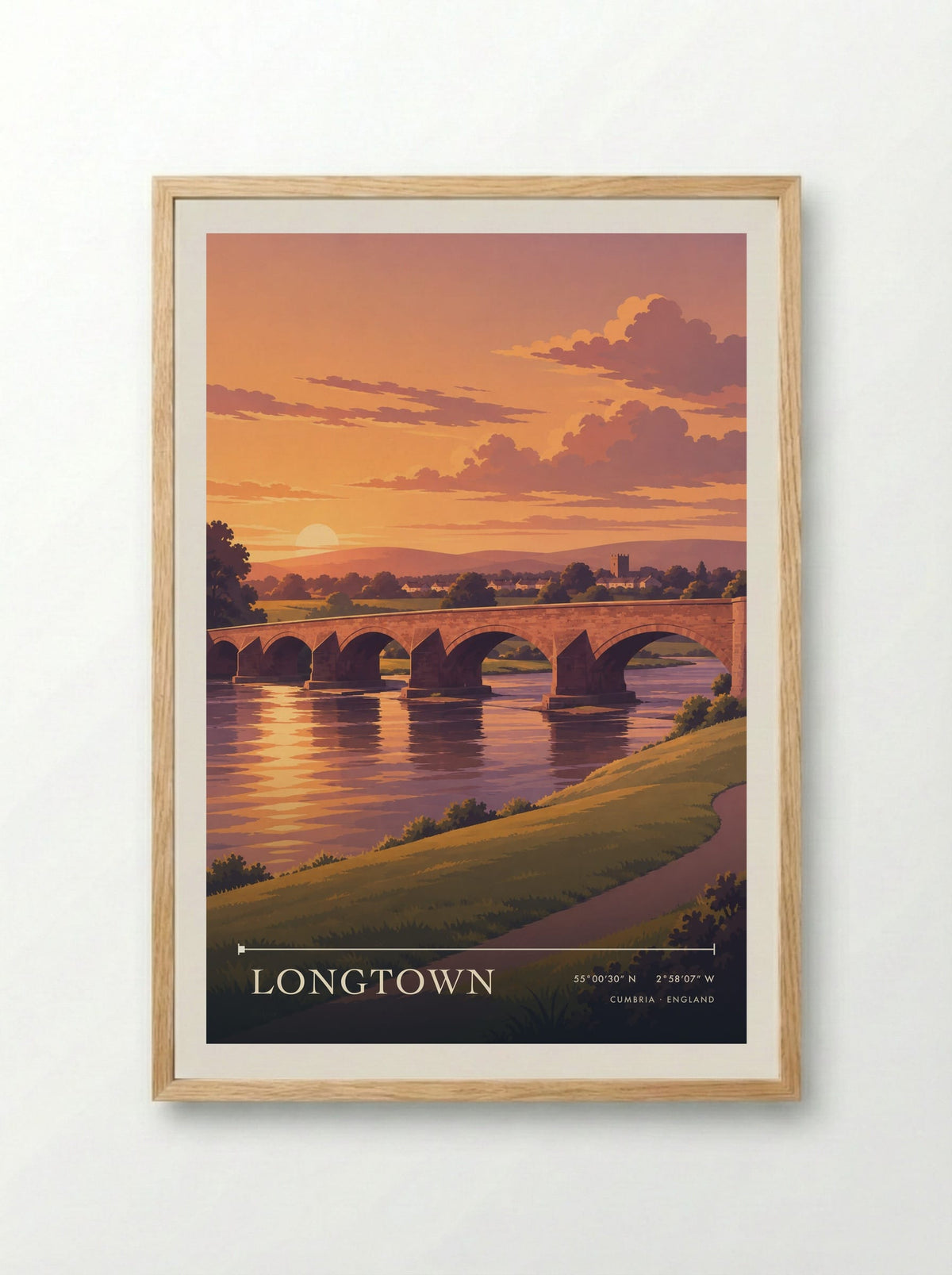 Longtown, Cumbria | Travel Poster - Framed Print Wood