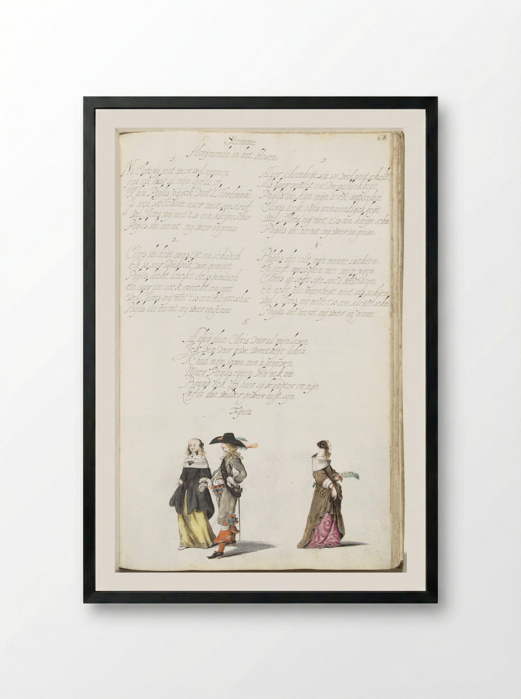 Lopende heer en dame en afgewende dame - Gesina ter Borch - Framed Print Black