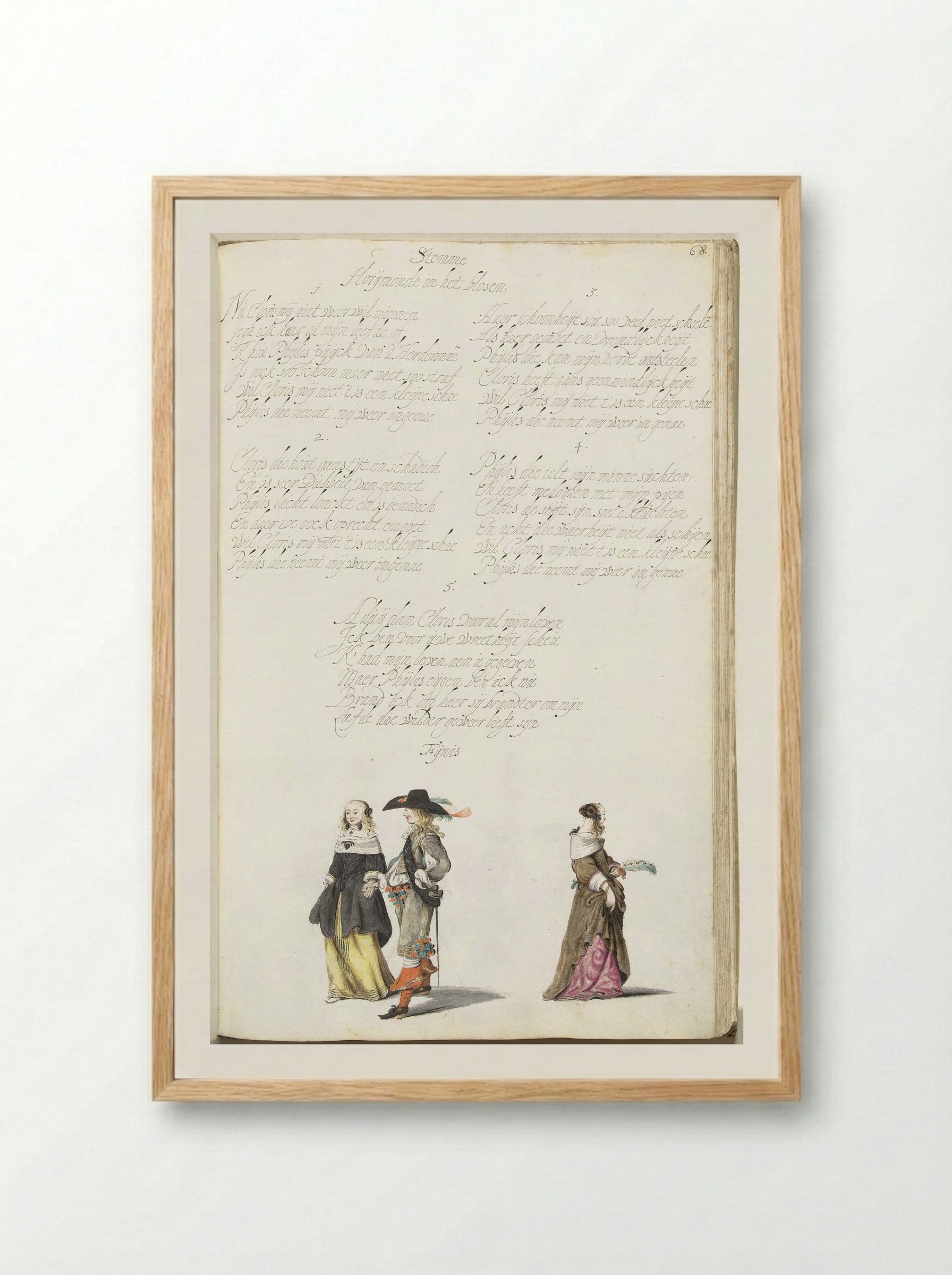 Lopende heer en dame en afgewende dame - Gesina ter Borch - Framed Print Wood