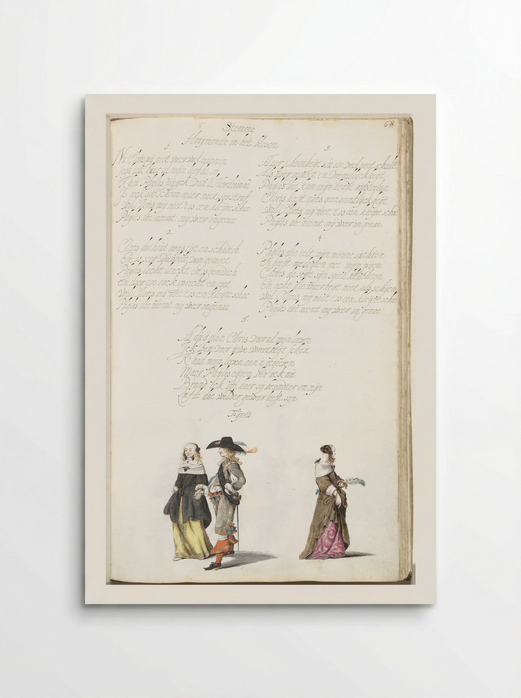 Lopende heer en dame en afgewende dame - Gesina ter Borch - Poster