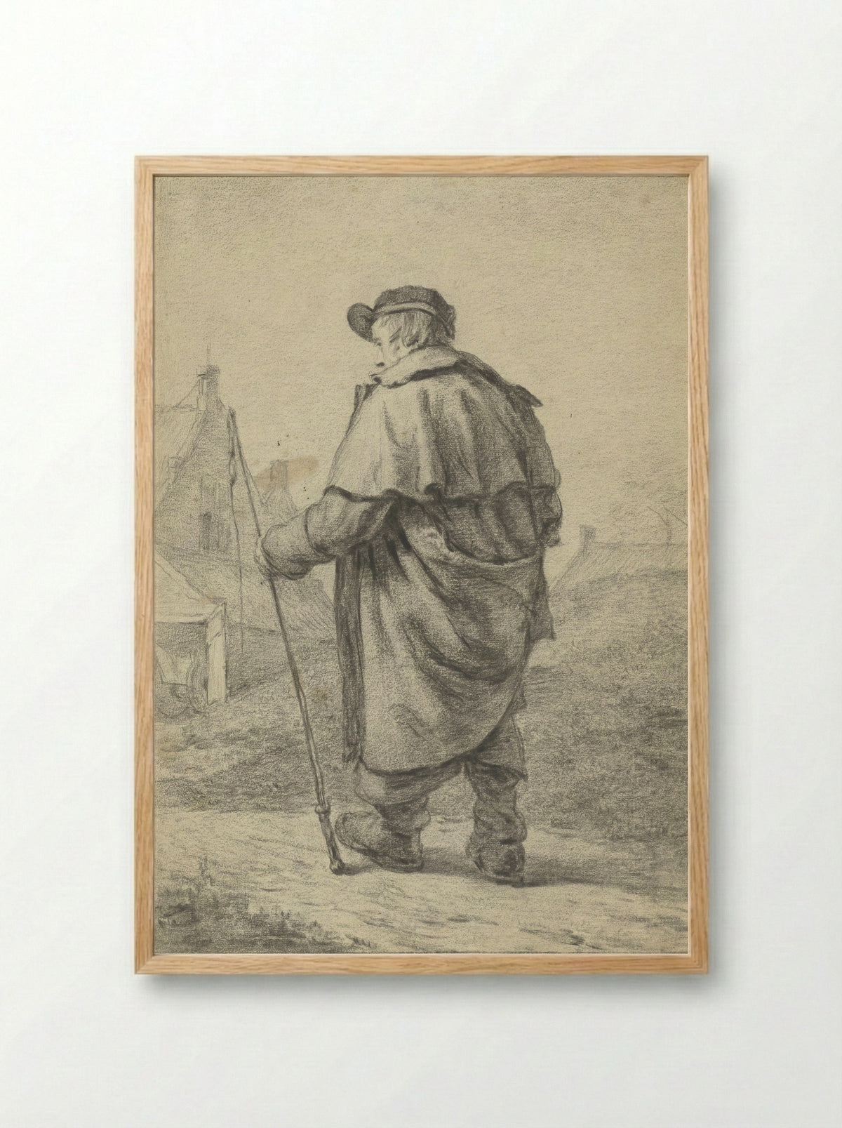 Lopende man met zweep - Willem Albertus Haanebrink - Framed Print Wood