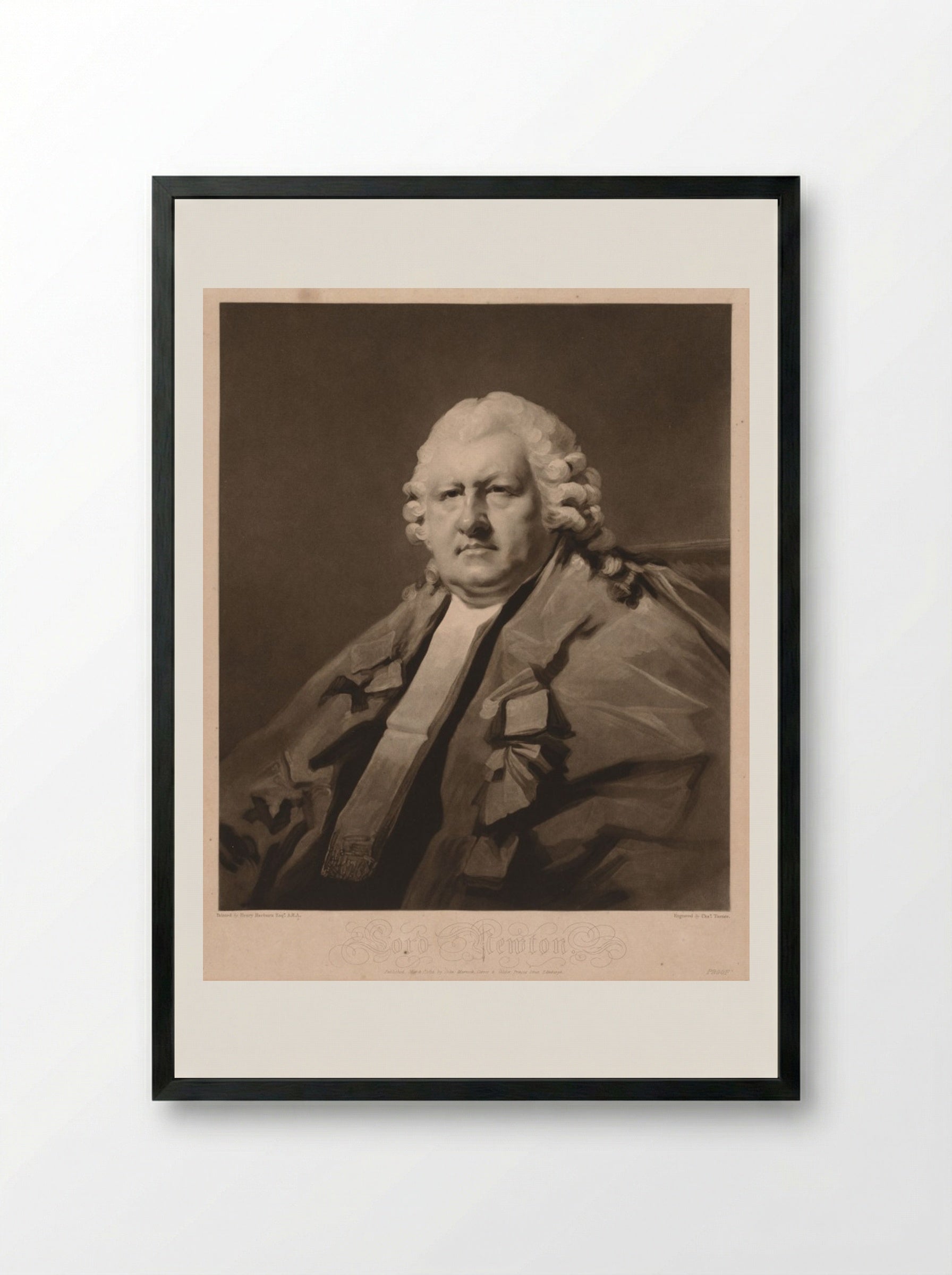 Lord Newton - Charles Turner - Framed Print Black