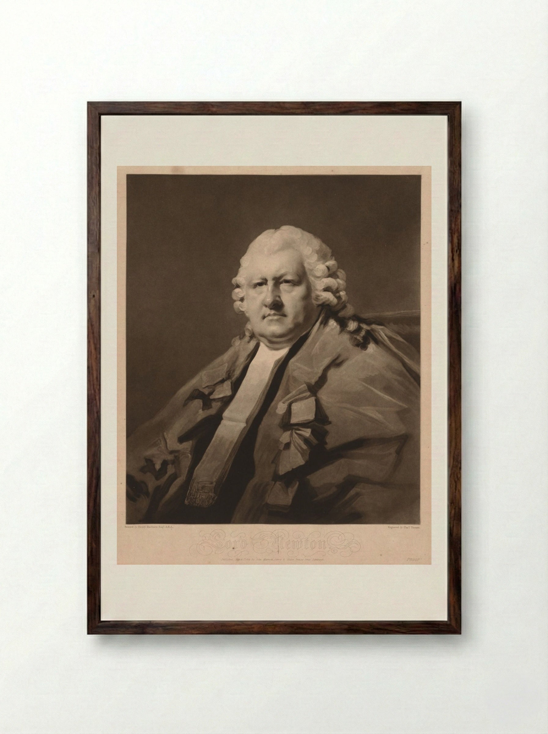 Lord Newton - Charles Turner - Framed Print Dark Wood