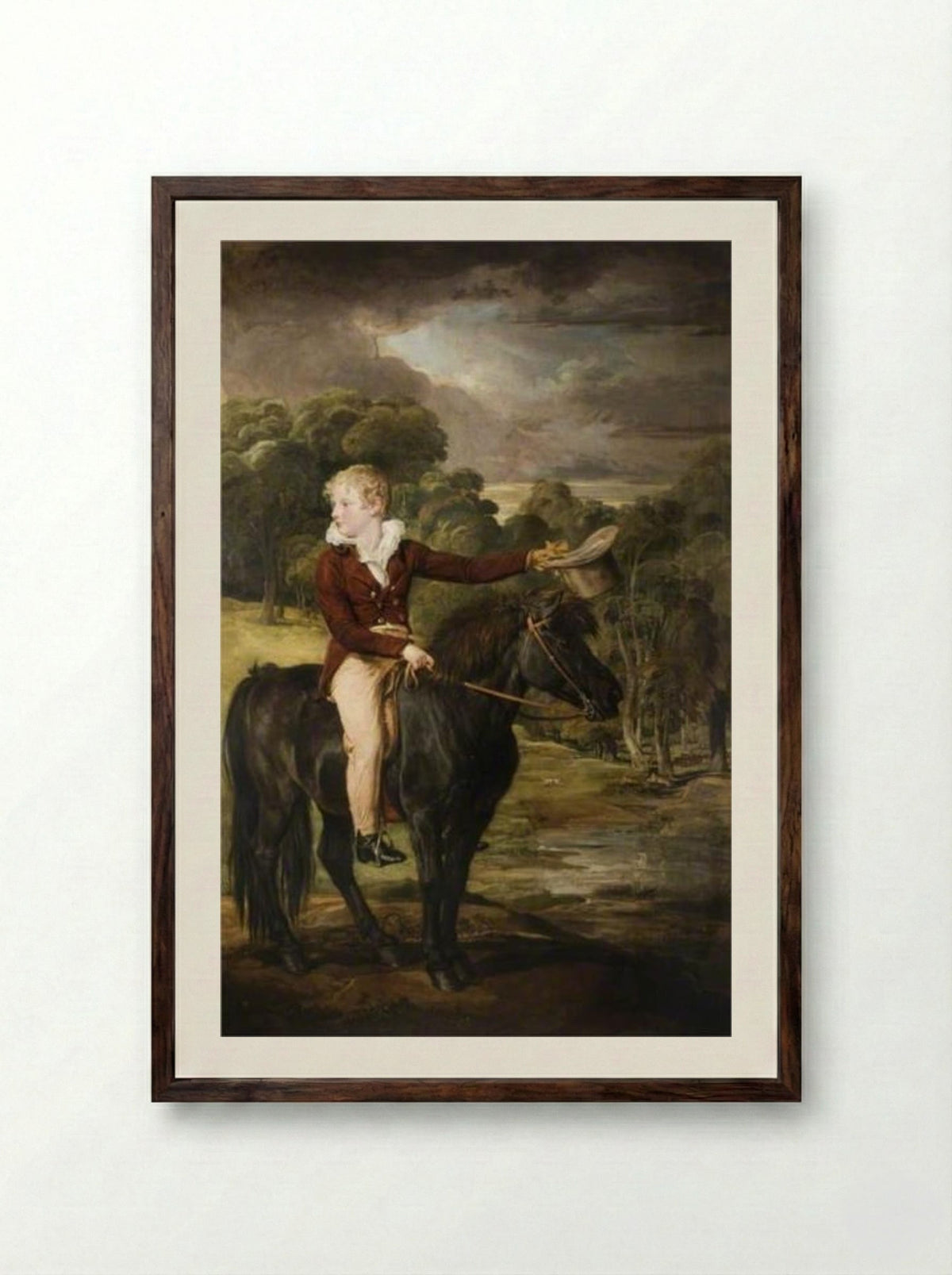 Lord Stanhope, Riding a Pony - James Ward - Framed Print Dark Wood