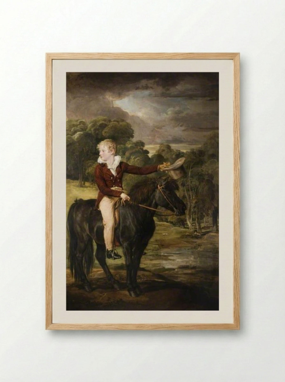 Lord Stanhope, Riding a Pony - James Ward - Framed Print Wood