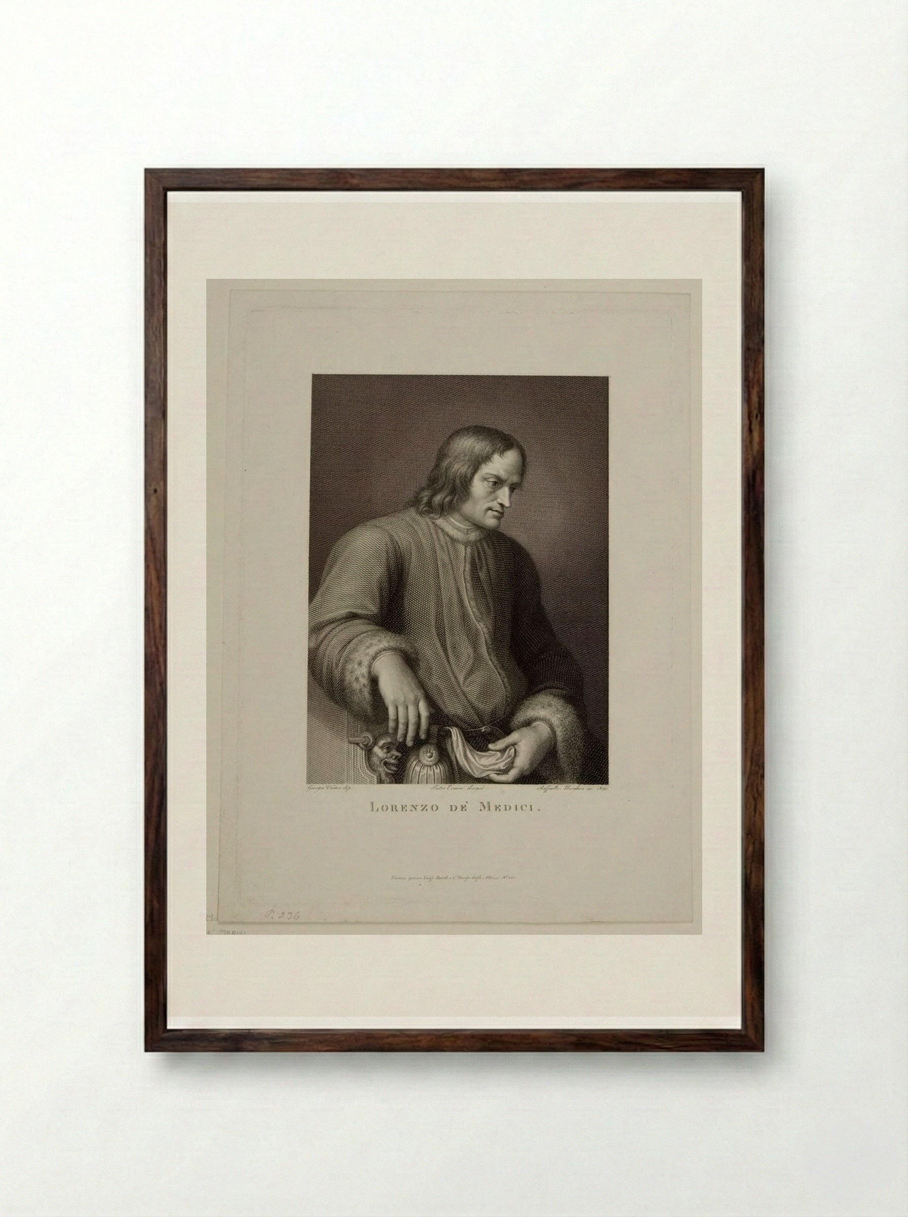 Lorenzo de' Medici - Raphael Morghen - Framed Print Dark Wood