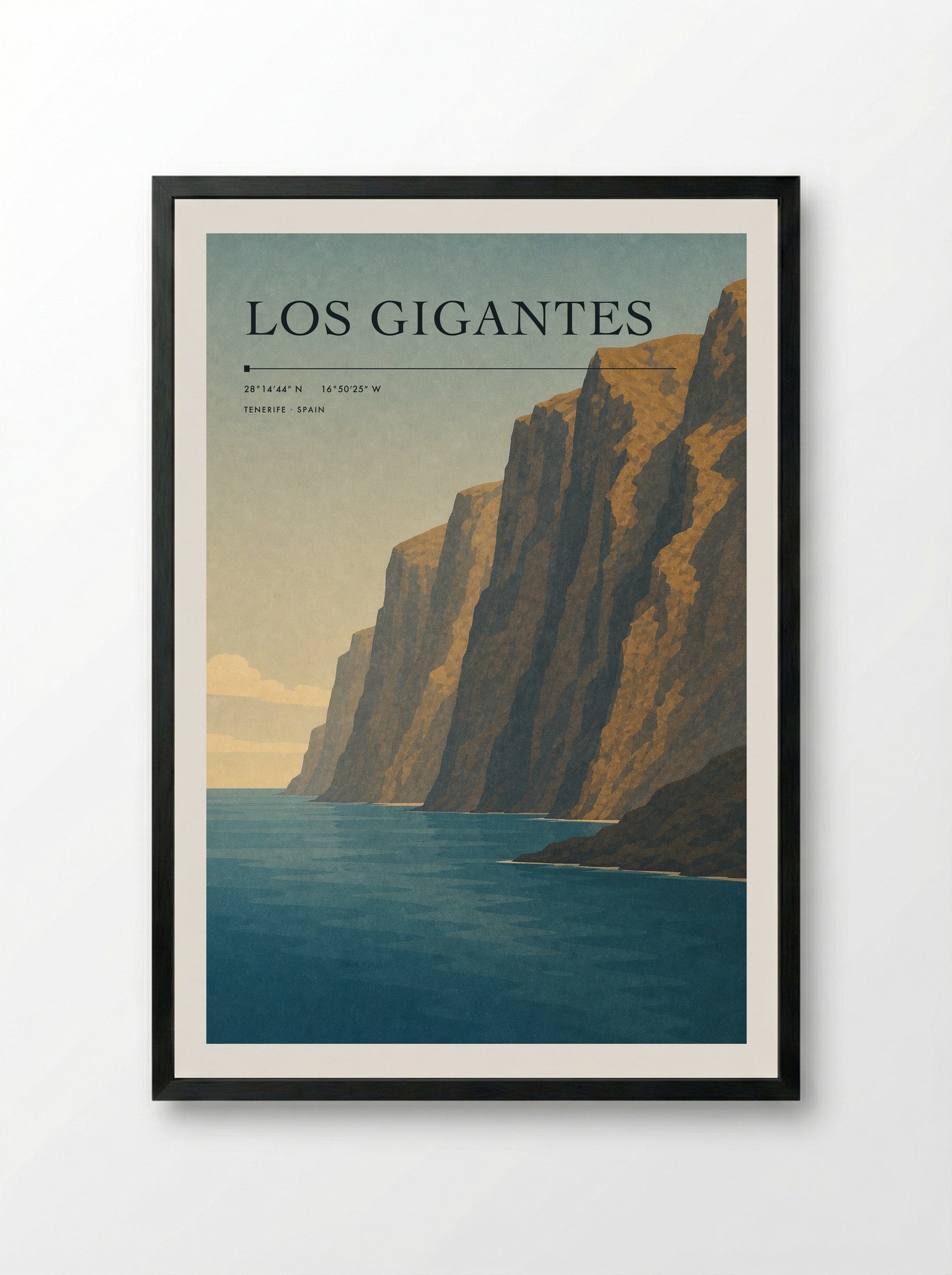 Los Gigantes Travel Poster Artwork - Framed Print Black