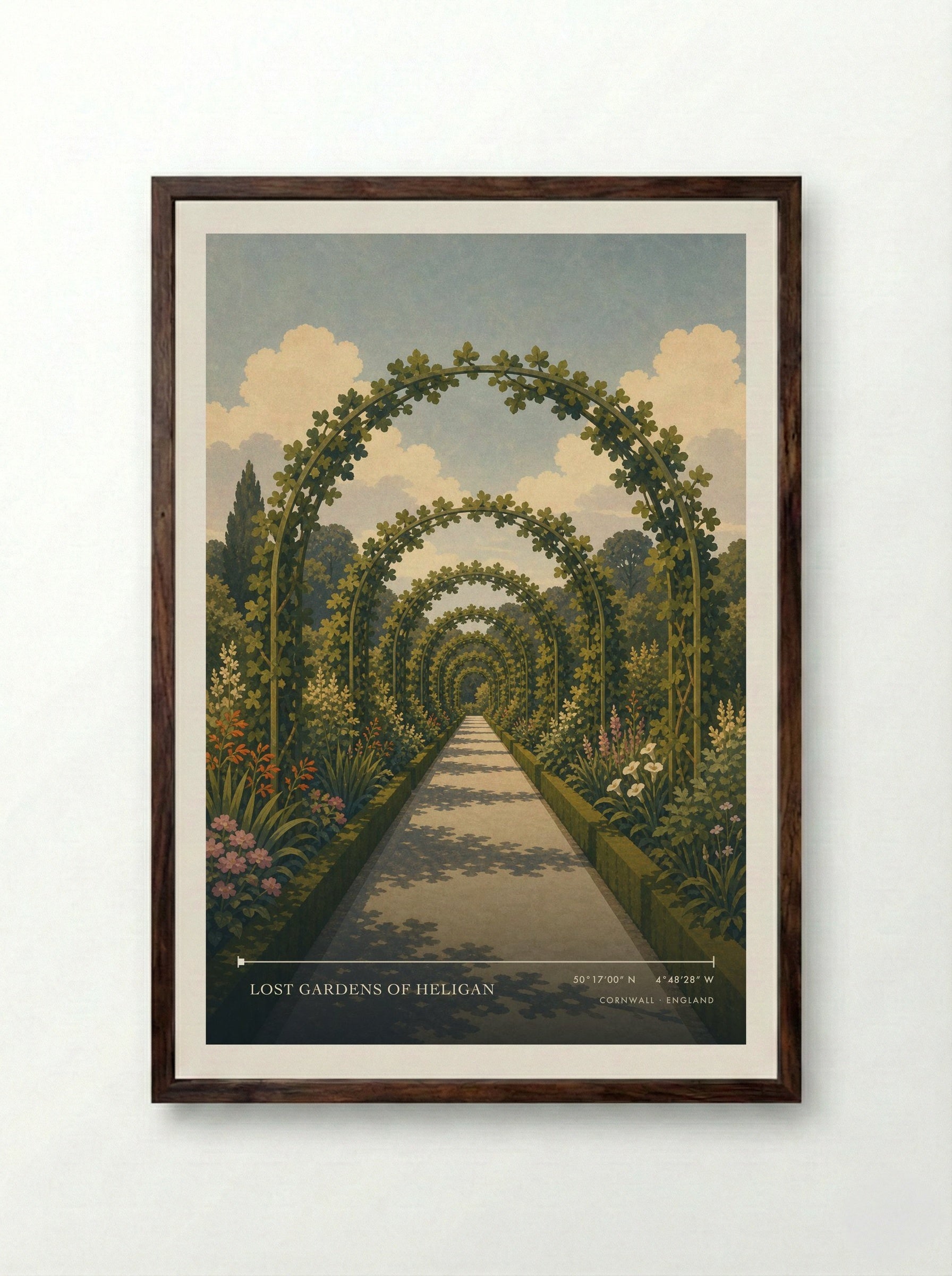 Lost Gardens of Heligan Cornwall England Travel Poster - Framed Print Dark Wood