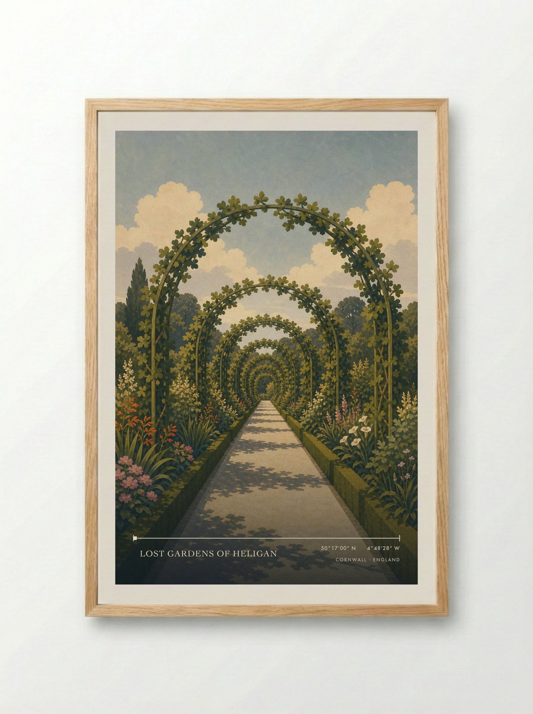 Lost Gardens of Heligan Cornwall England Travel Poster - Framed Print Wood