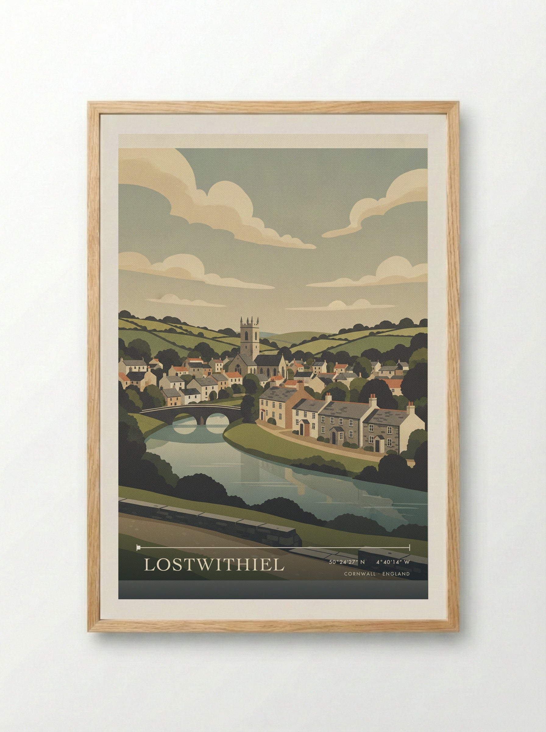 Lostwithiel Cornwall England Travel Poster - Framed Print Wood