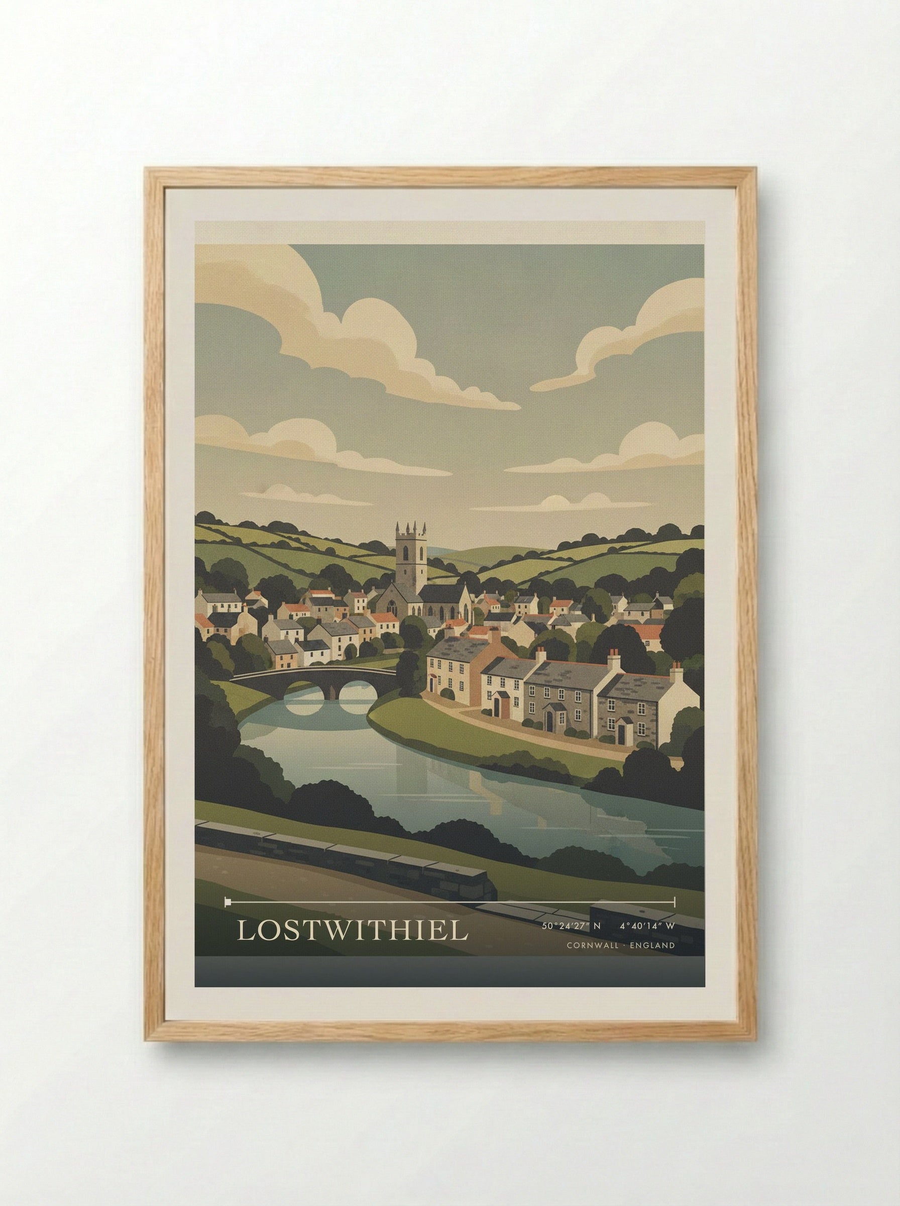 Lostwithiel Cornwall England Travel Poster - Framed Print Wood