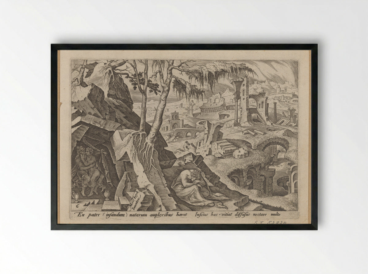 Lot Making Love to His Daughter - Philips Galle - Framed Print Black