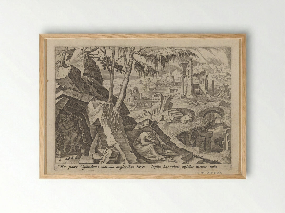 Lot Making Love to His Daughter - Philips Galle - Framed Print Wood