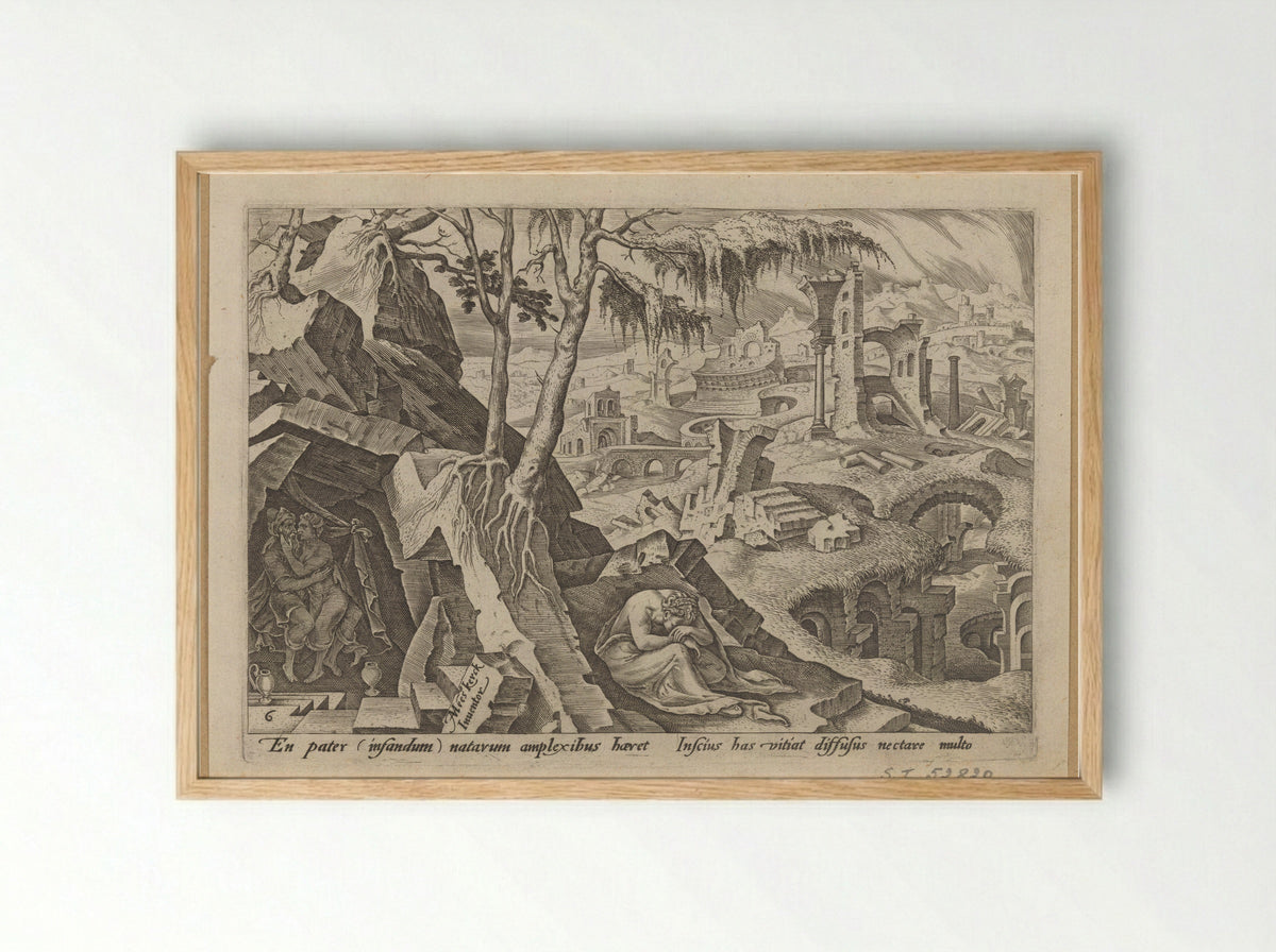Lot Making Love to His Daughter - Philips Galle - Framed Print Wood