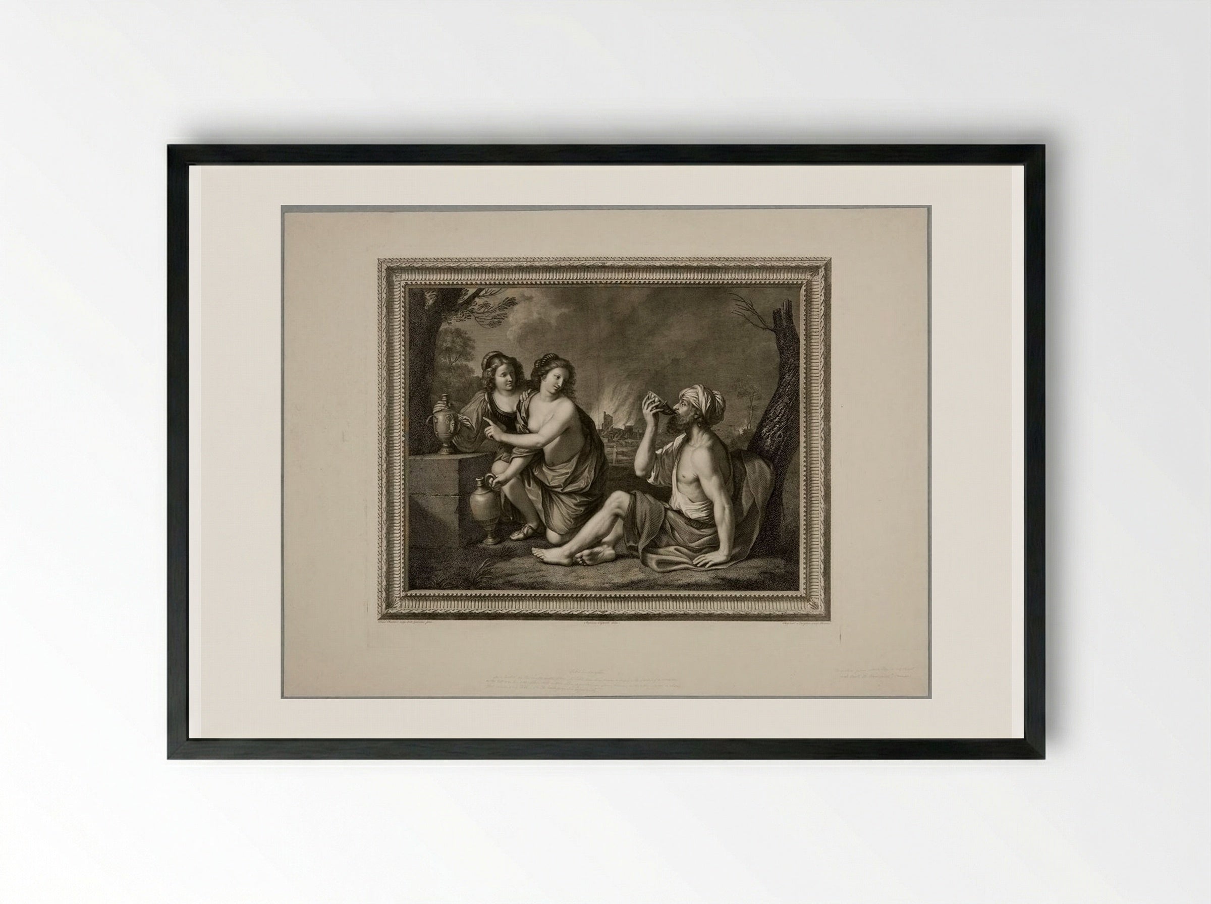 Lot and His Daughters - Raphael Morghen - Framed Print Black