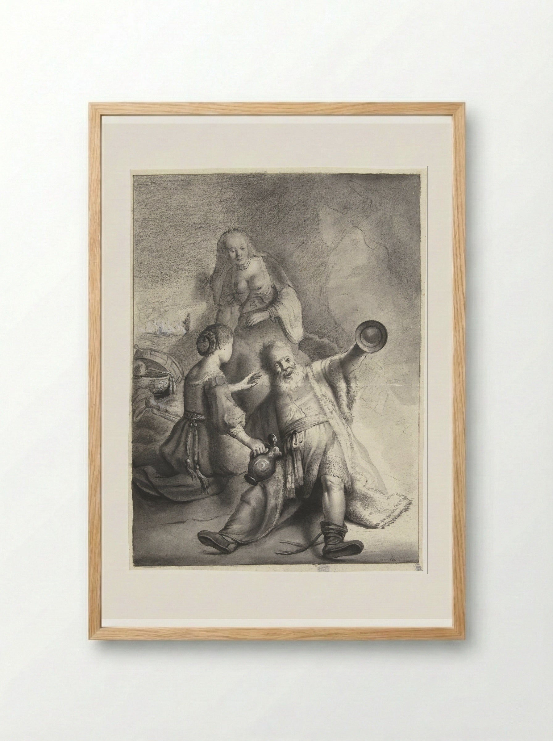 Lot and His Daughters - Moses ter Borch - Framed Print Wood