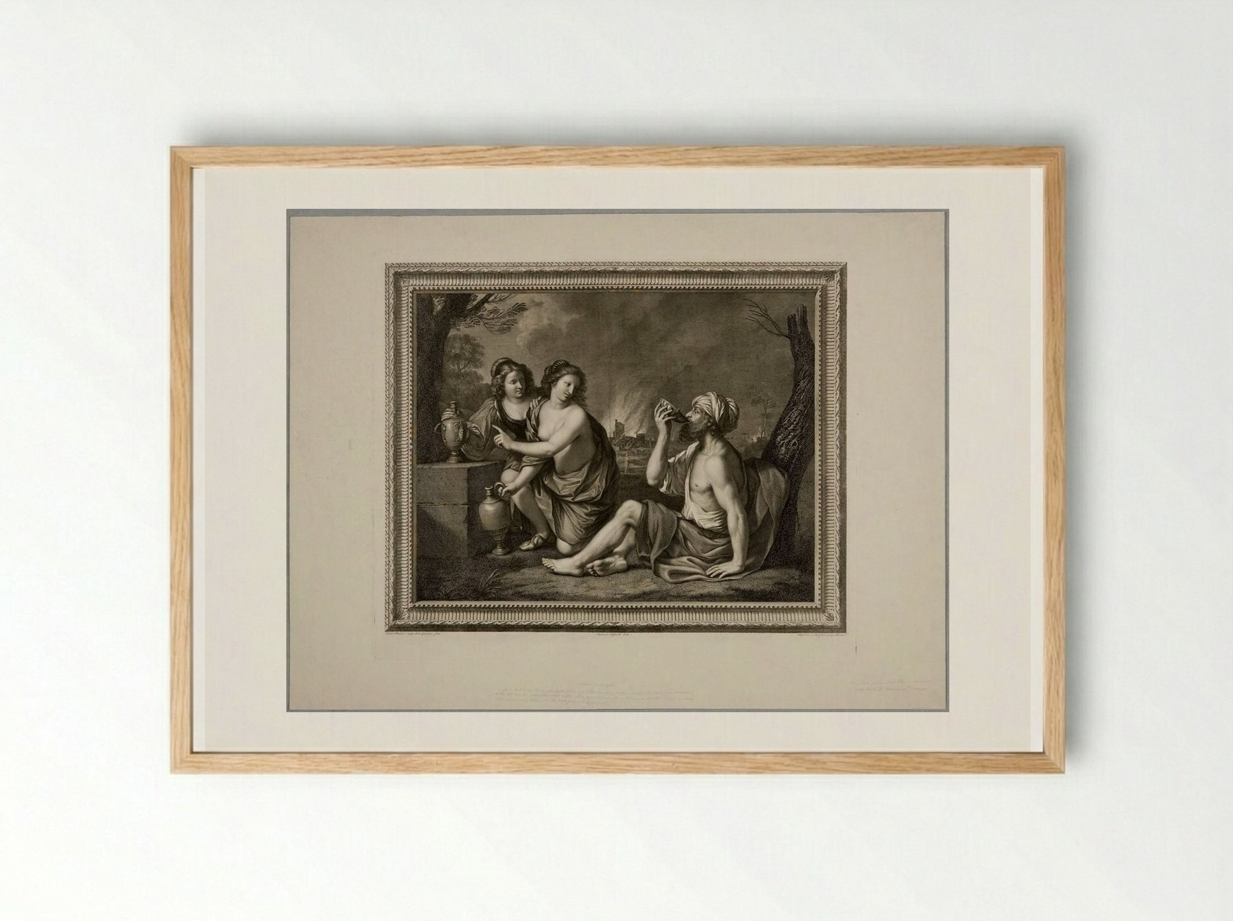 Lot and His Daughters - Raphael Morghen - Framed Print Wood
