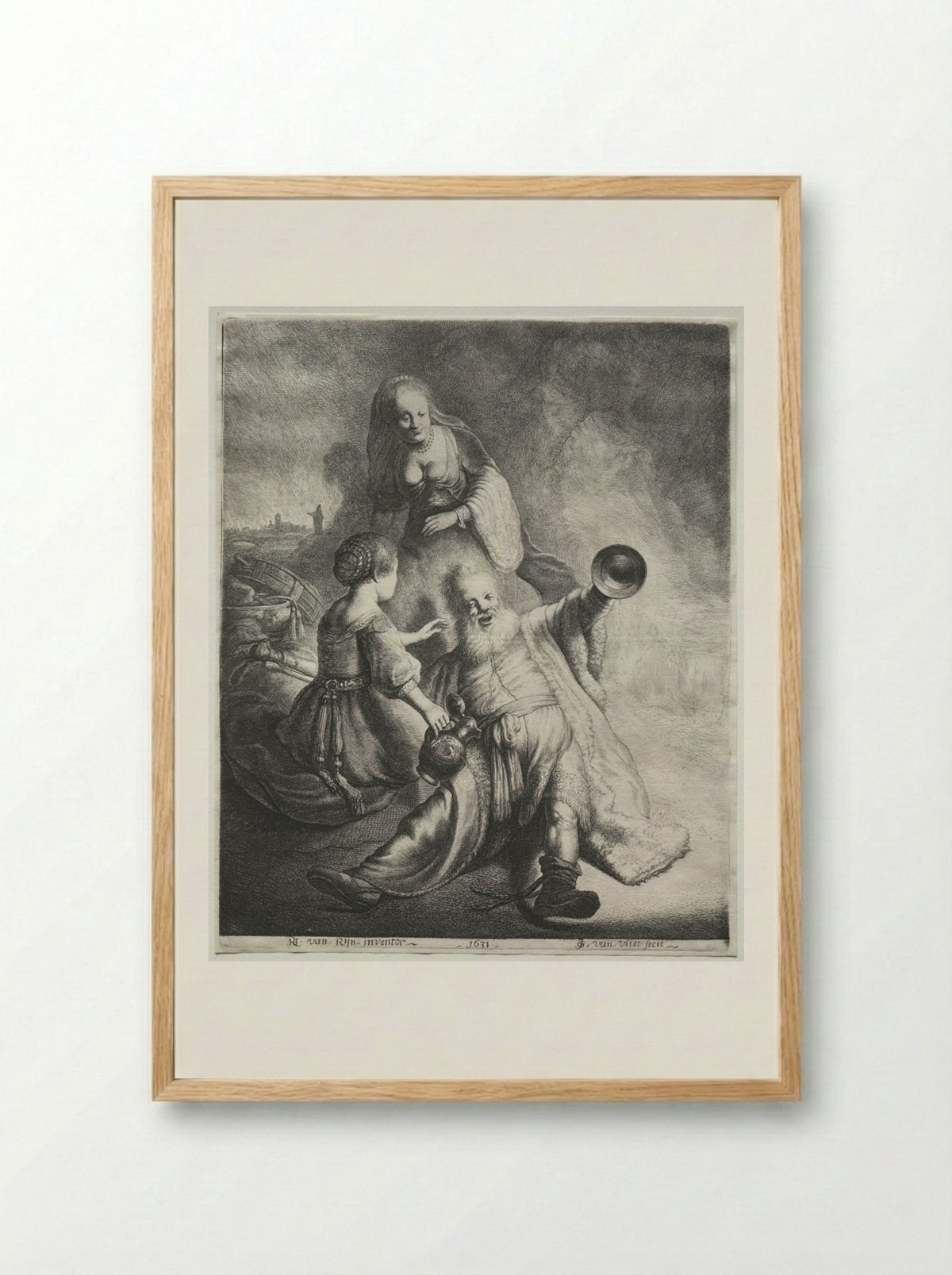 Lot and His Daughters - Jan Georg van Vliet - Framed Print Wood