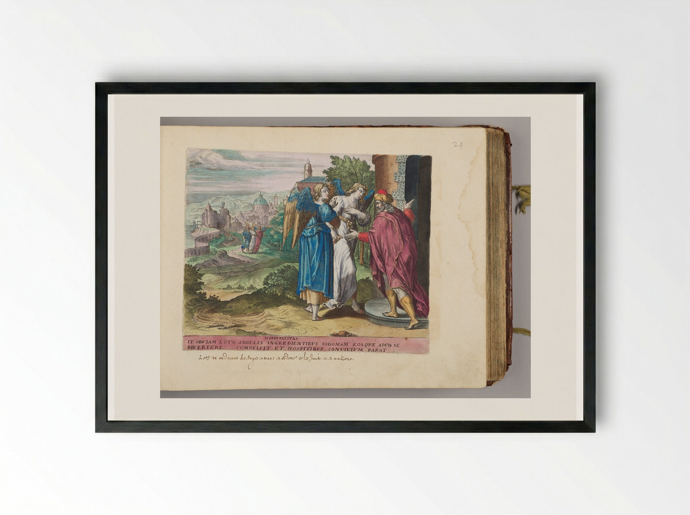Lot and the Two Angels - Hans Collaert the Elder - Framed Print Black