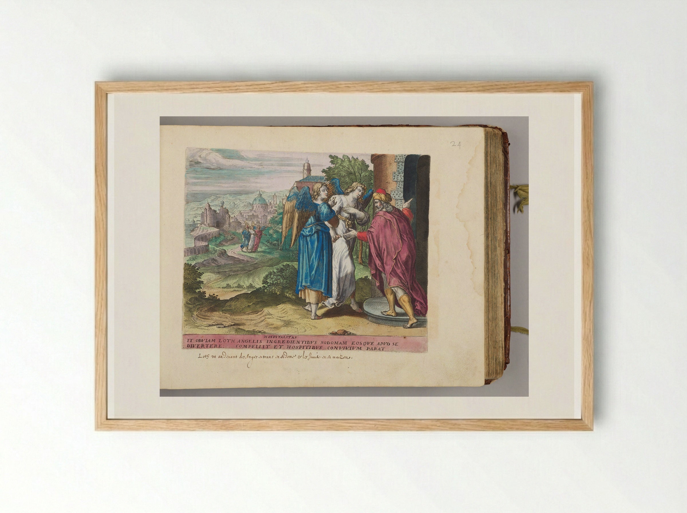 Lot and the Two Angels - Hans Collaert the Elder - Framed Print Wood