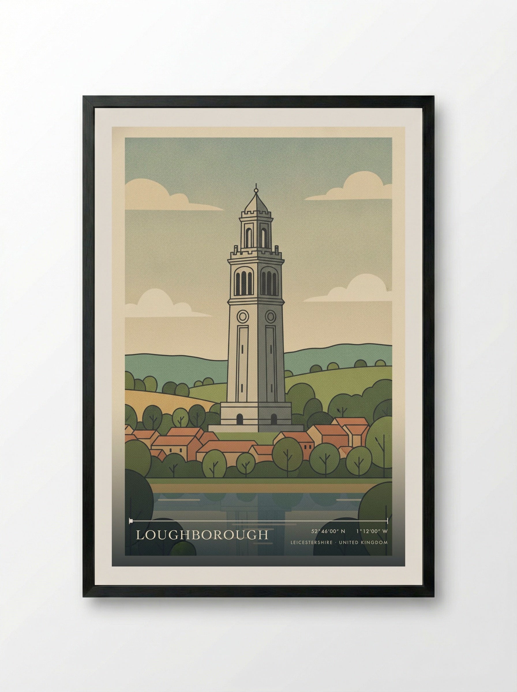 Loughborough Leicestershire United Kingdom Travel Poster - Framed Print Black