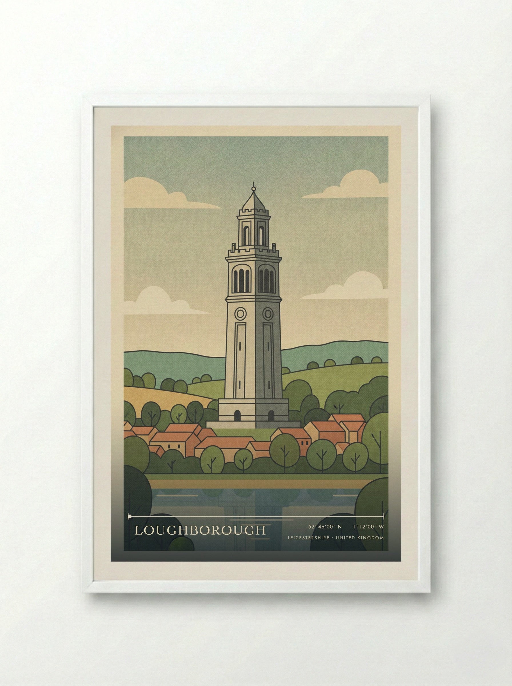 Loughborough Leicestershire United Kingdom Travel Poster - Framed Print White