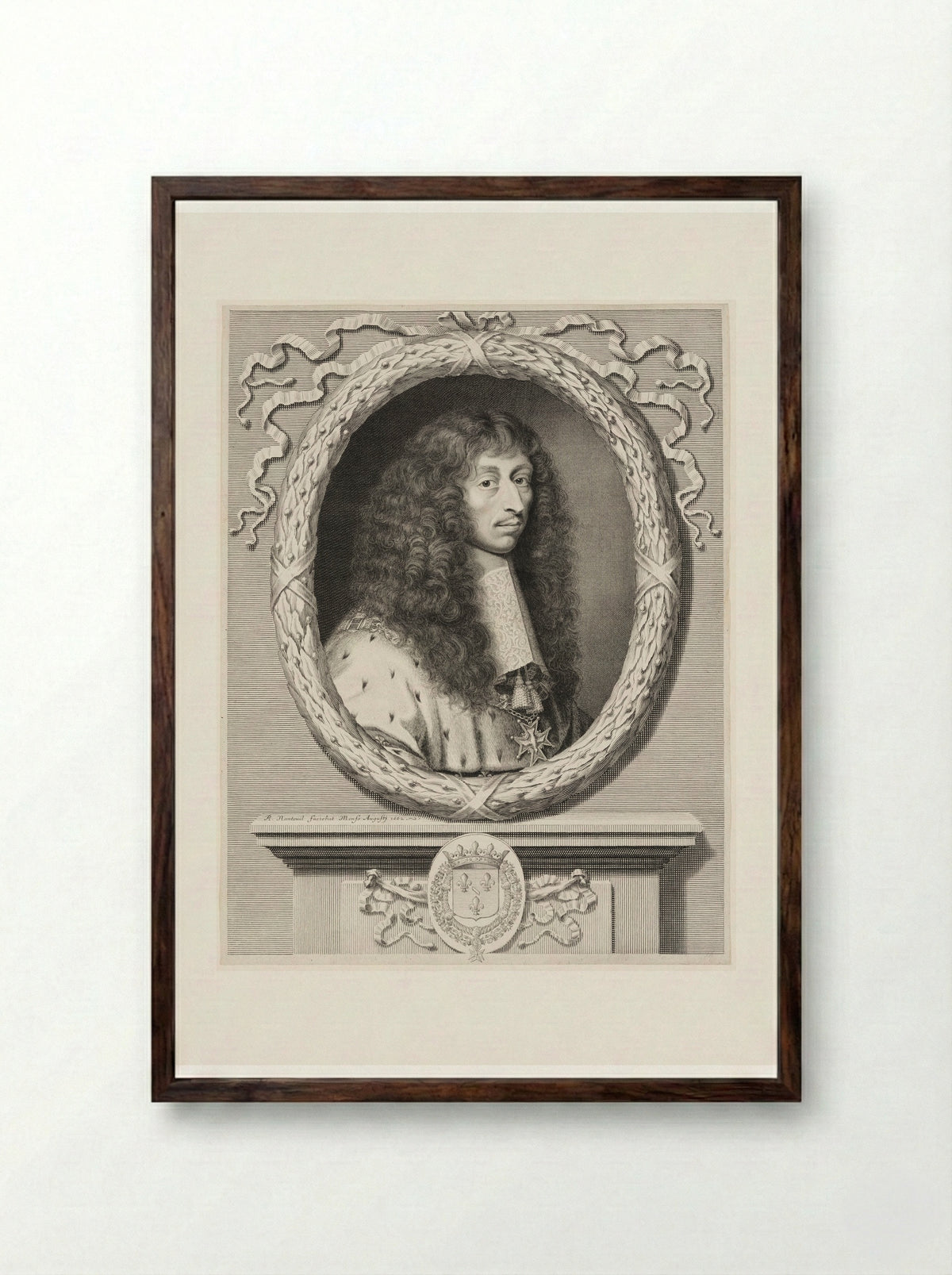 Louis II, Prince de Condé - Robert Nanteuil - Framed Print Dark Wood