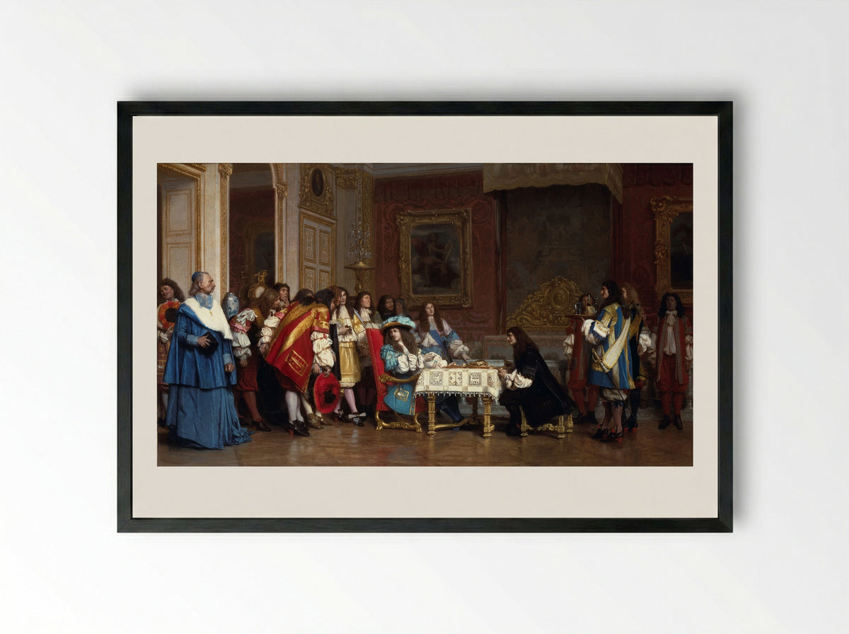 Louis XIV and Moliere - Jean-Leon Gerome - Framed Print Black