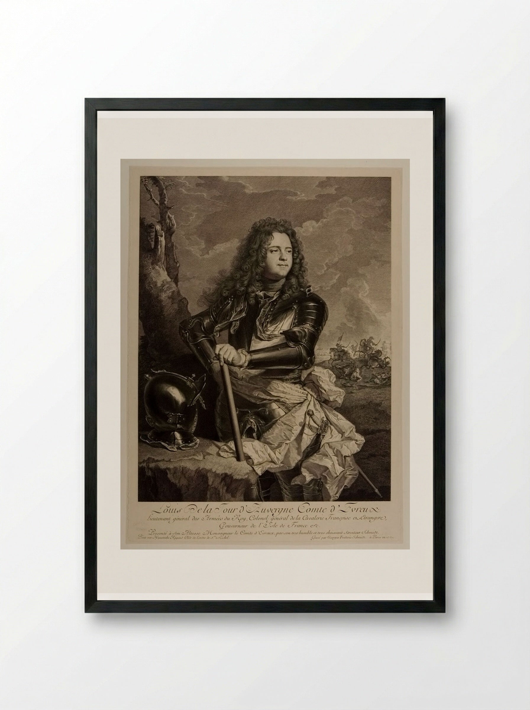 Louis de La Tour d'Auvergne, Count of Evreux - Georg Friedrich Schmidt - Framed Print Black