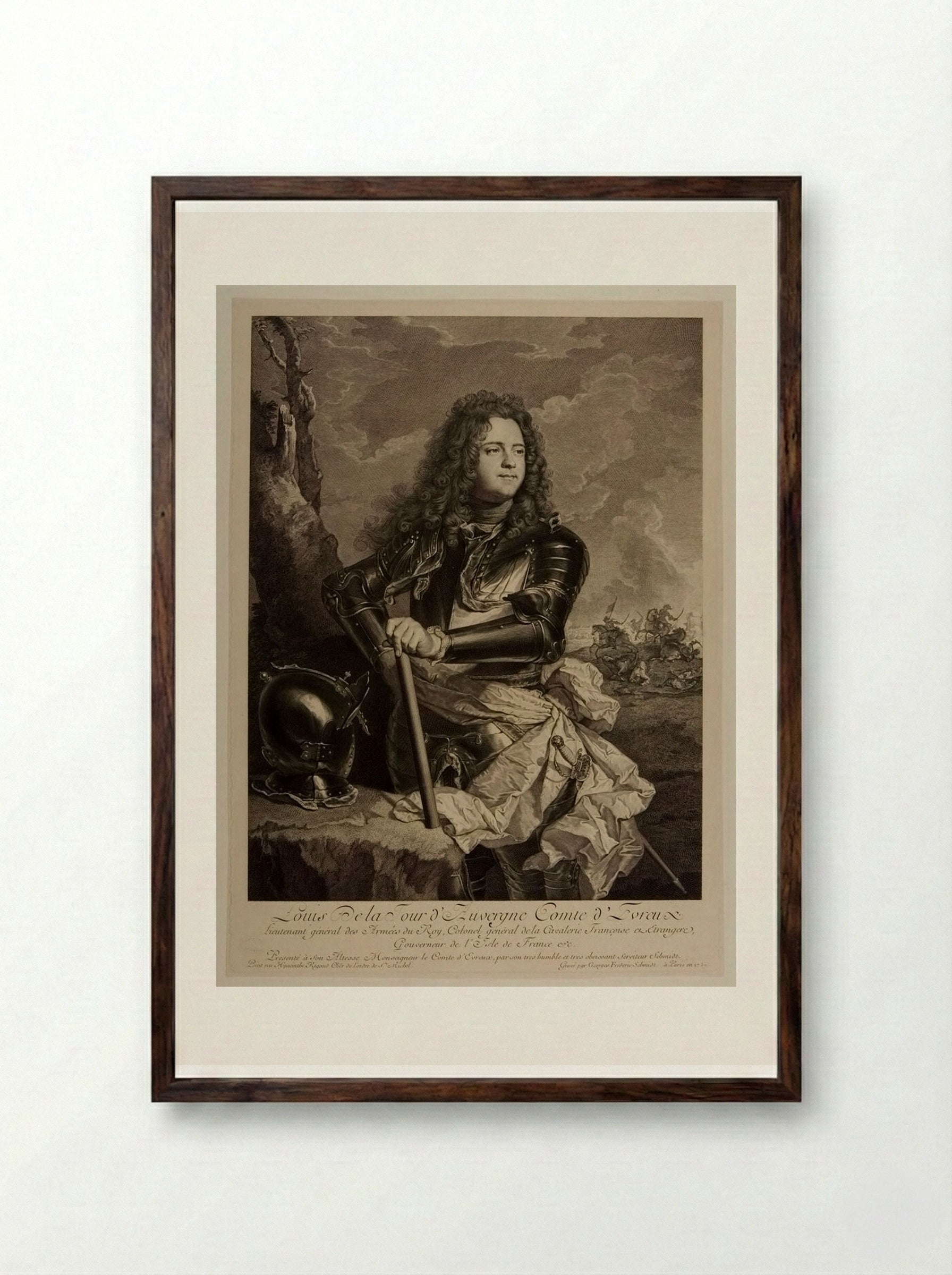 Louis de La Tour d'Auvergne, Count of Evreux - Georg Friedrich Schmidt - Framed Print Dark Wood