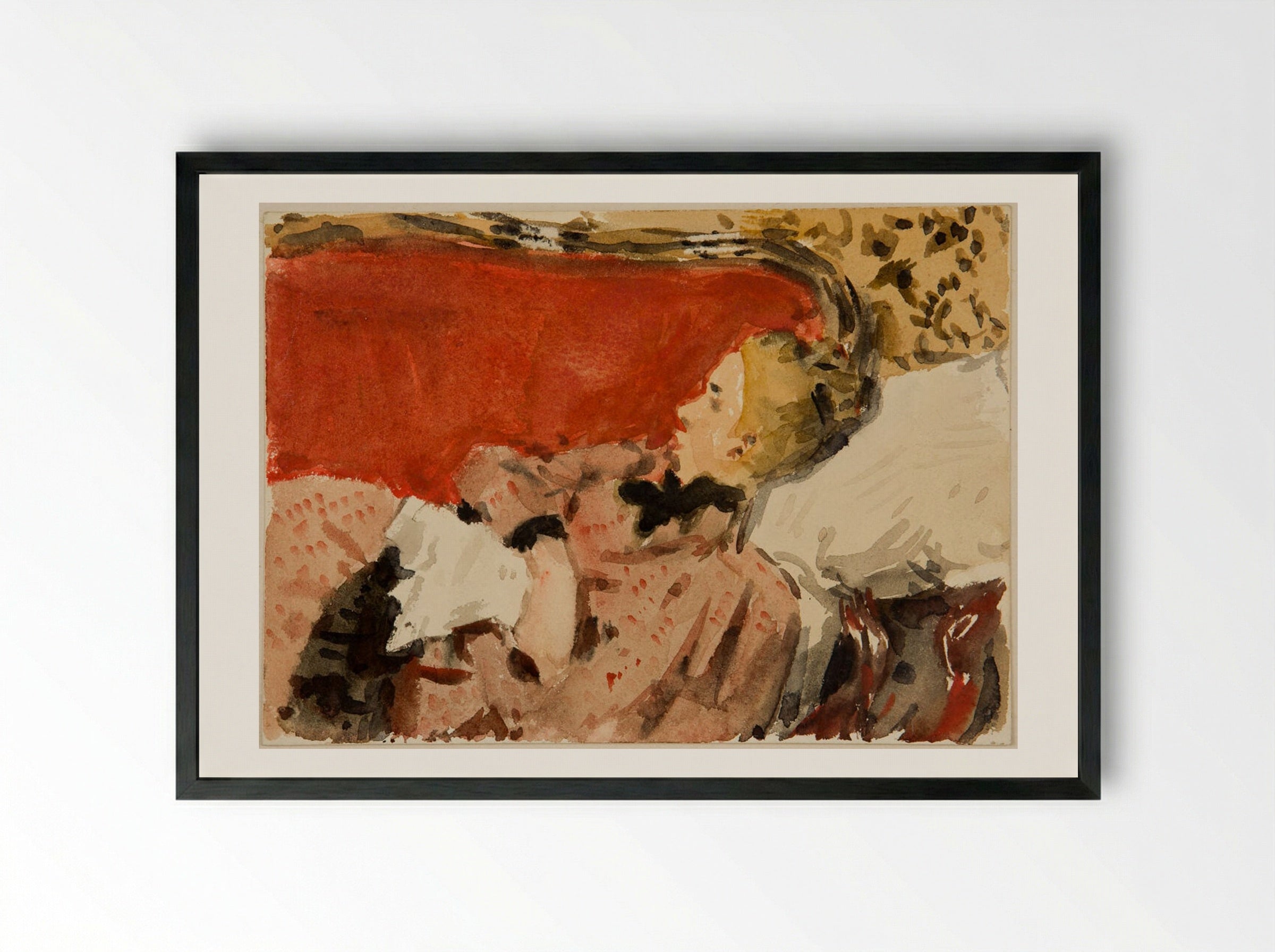 Louise on the Sofa, Hotel de Paris, Madrid, Spain - Denman Waldo Ross - Framed Print Black
