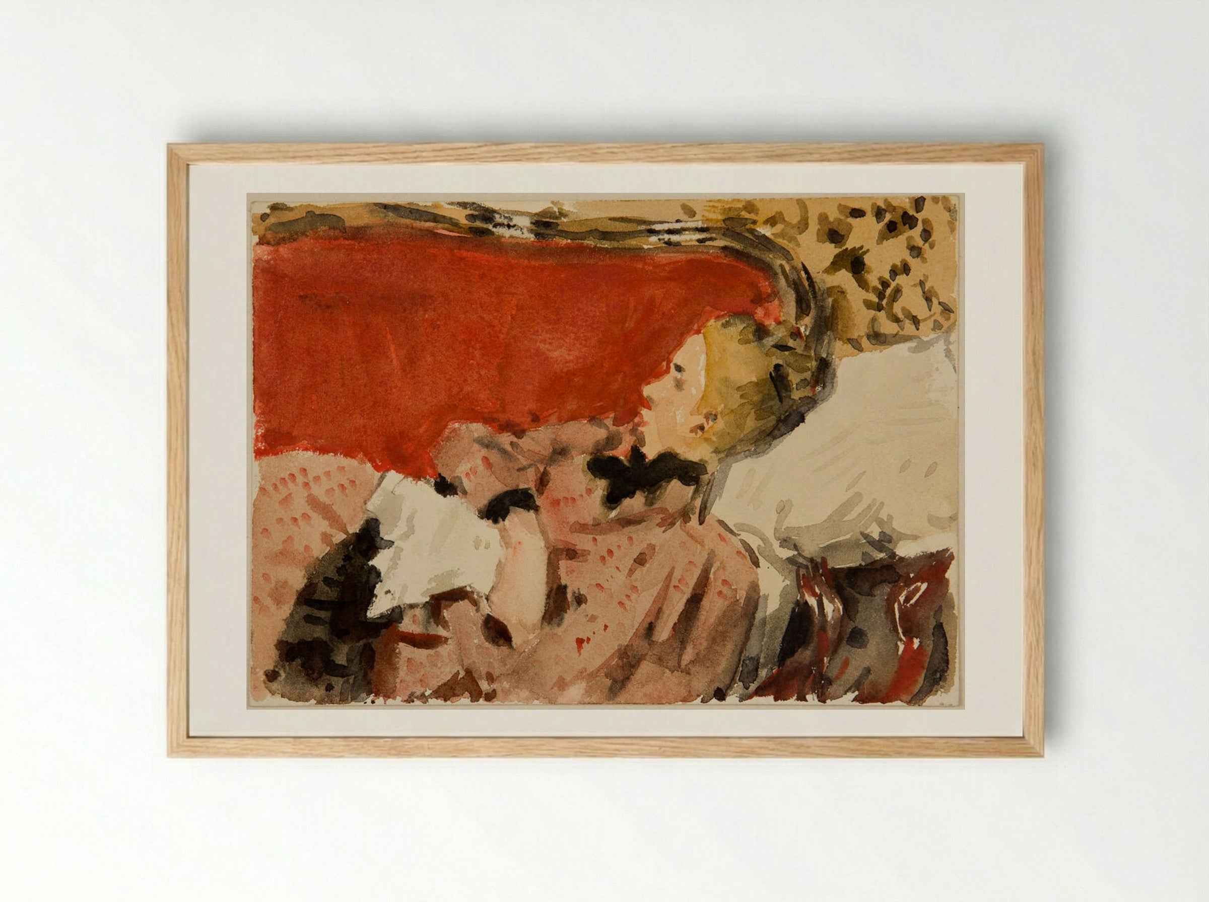 Louise on the Sofa, Hotel de Paris, Madrid, Spain - Denman Waldo Ross - Framed Print Wood
