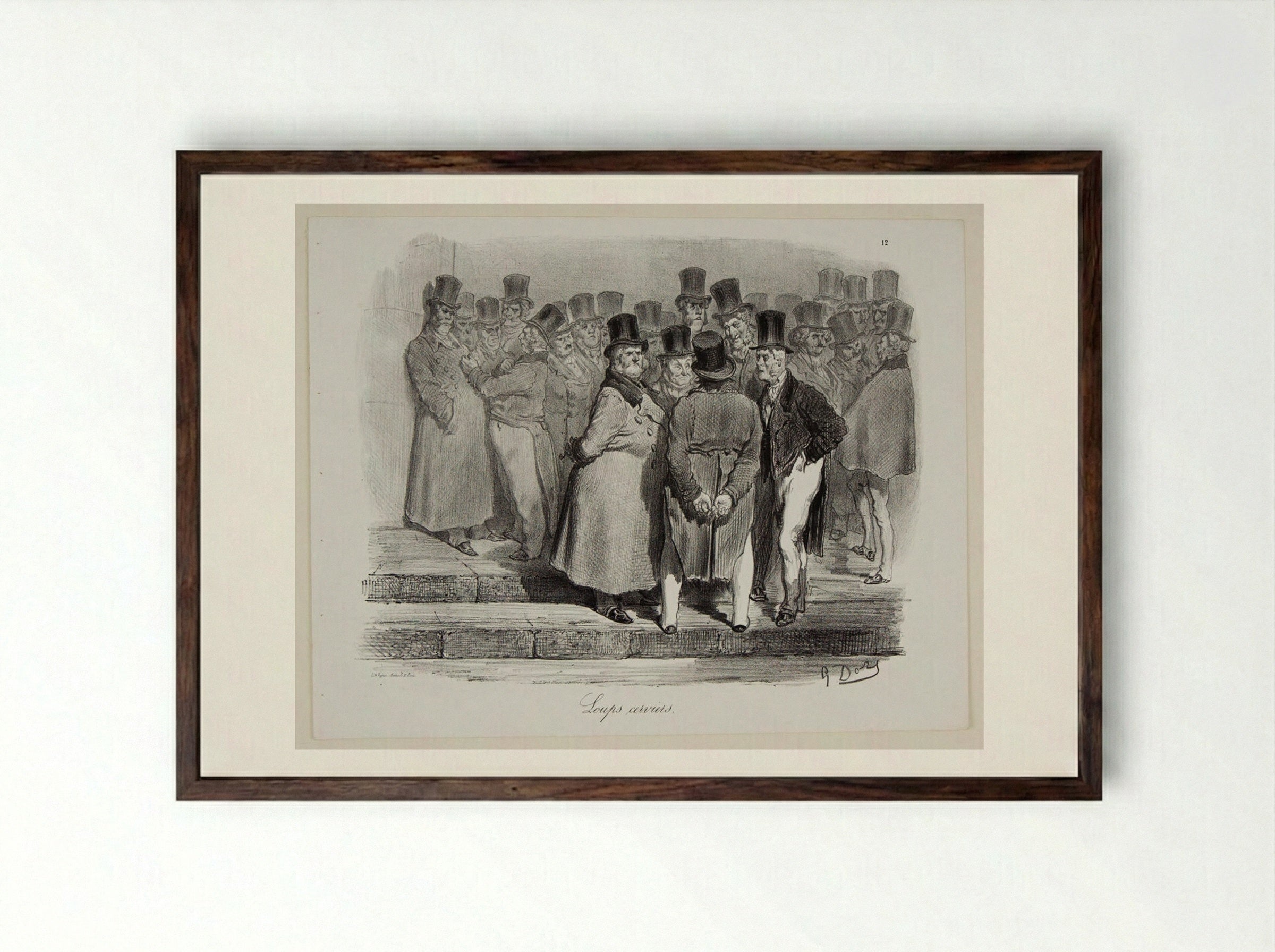Loups-cerviers (Lynxes) - Gustave Doré - Framed Print Dark Wood