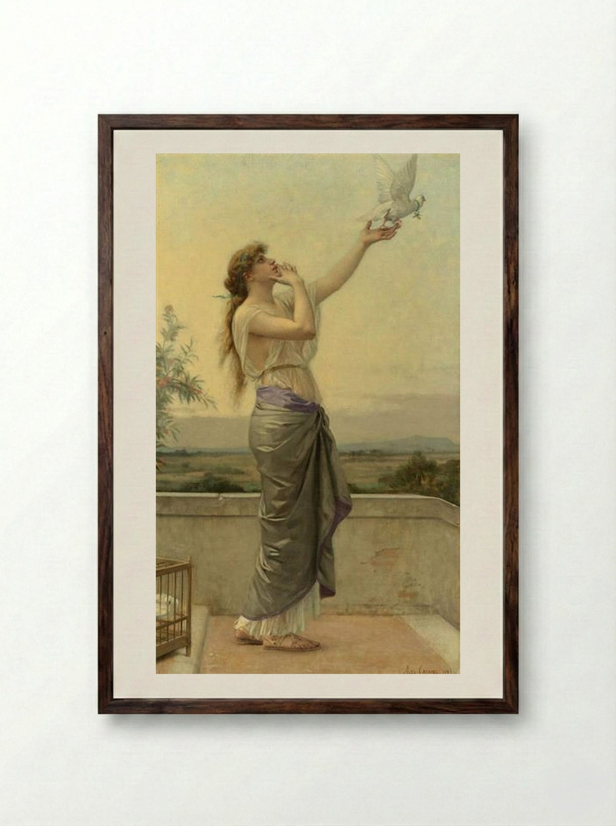 Love Messenger - Alexandre Cabanel - Framed Print Dark Wood