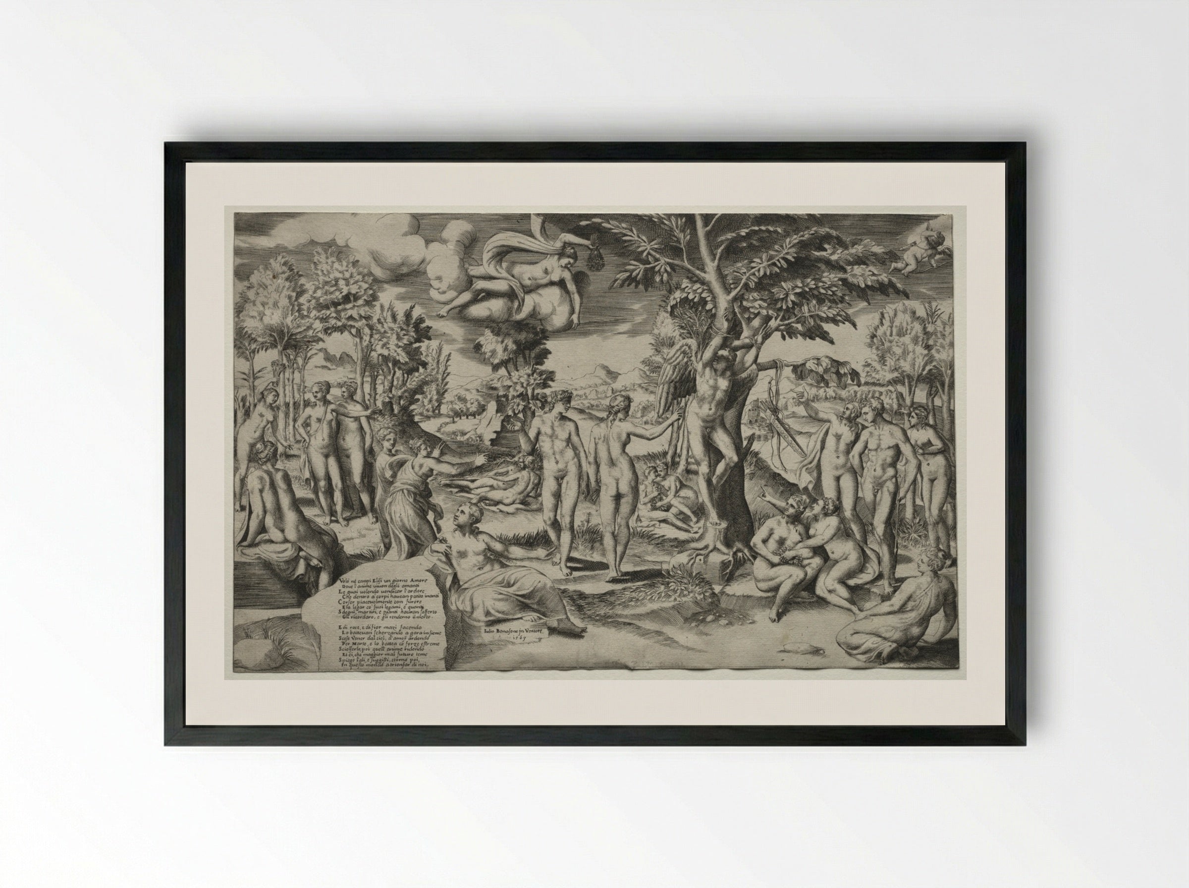 Love in the Elysian Fields - Giulio Bonasone - Framed Print Black
