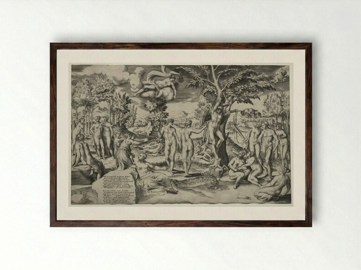 Love in the Elysian Fields - Giulio Bonasone - Framed Print Dark Wood