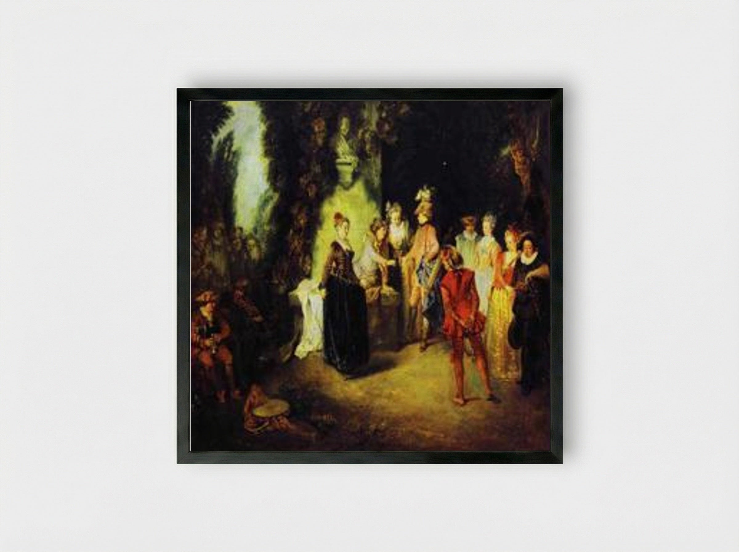 Love in the French Theatre - Antoine Watteau - Framed Print Black