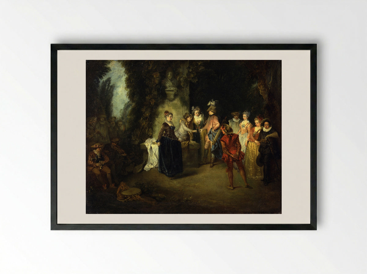 Love in the French Theatre - Antoine Watteau - Framed Print Black
