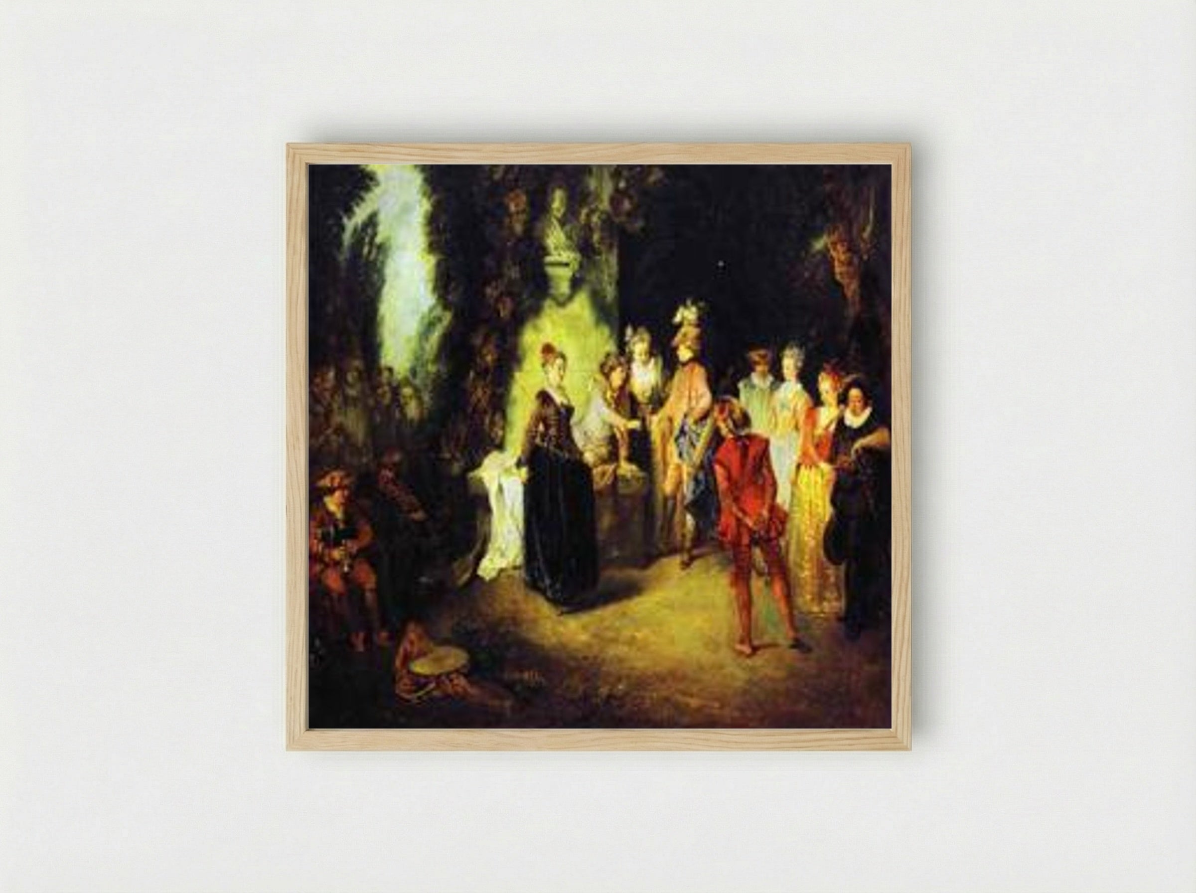 Love in the French Theatre - Antoine Watteau - Framed Print Wood