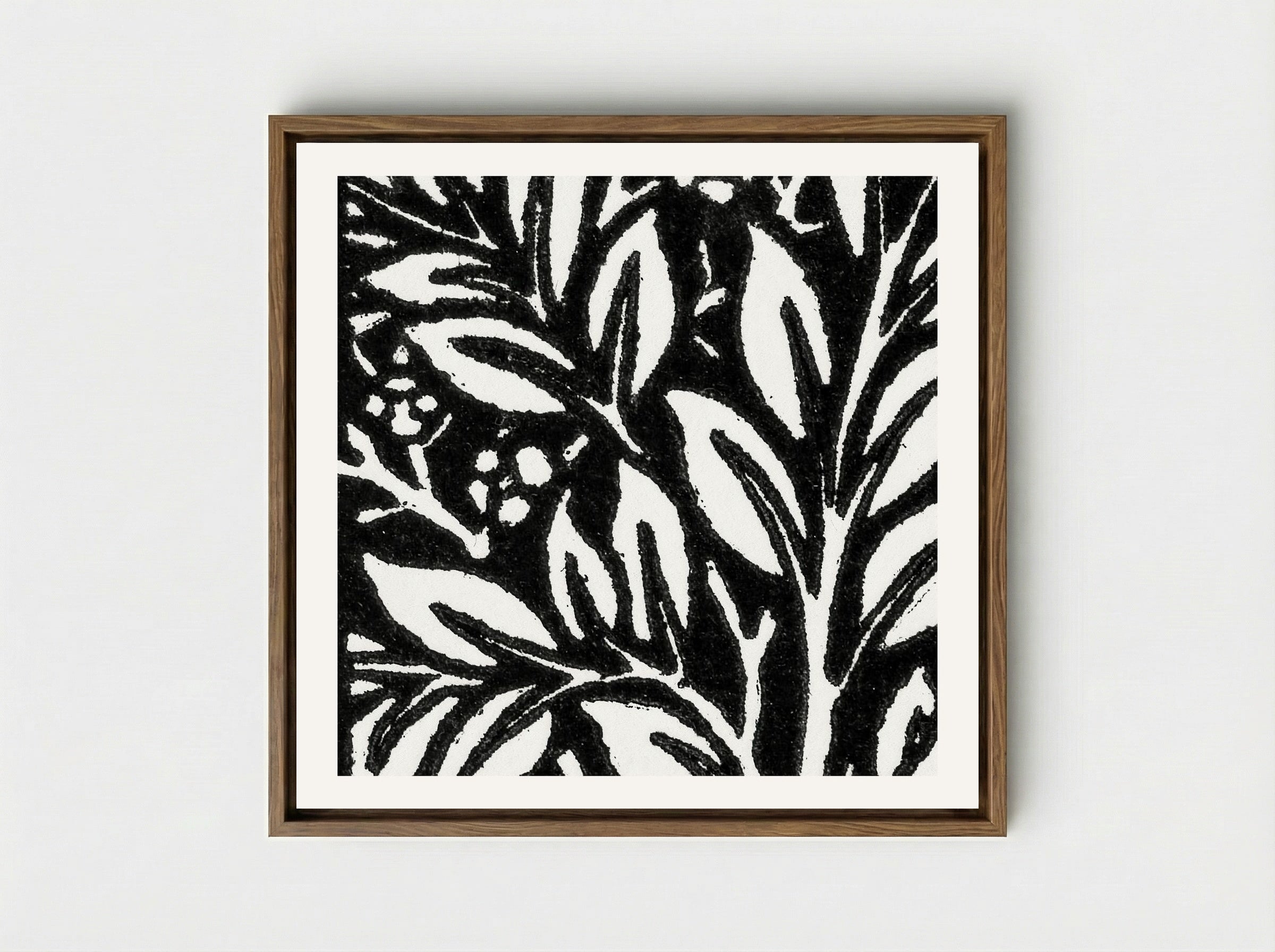 Love is Enough: Initial Letter 'L' entwined with Laurel Leaves - William Morris - Framed Canvas Wood