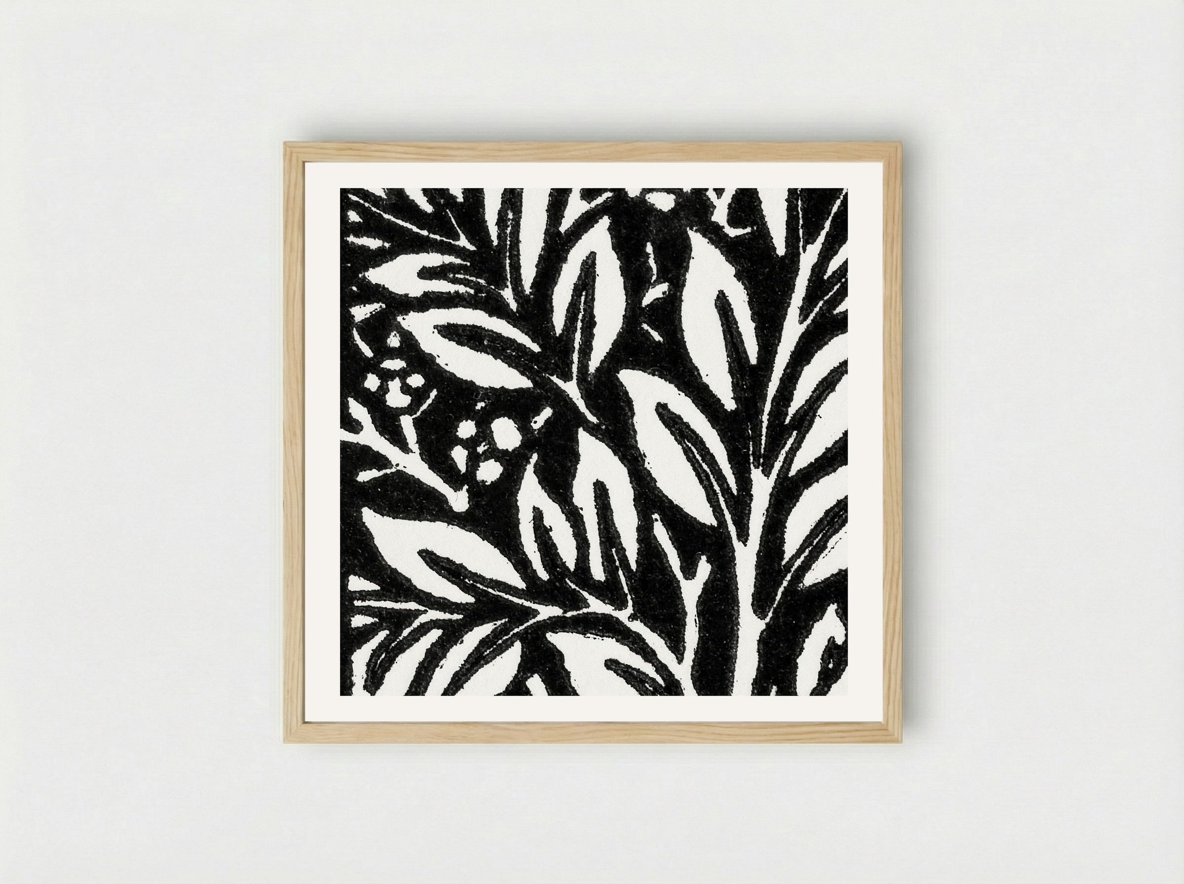 Love is Enough: Initial Letter 'L' entwined with Laurel Leaves - William Morris - Framed Print Wood