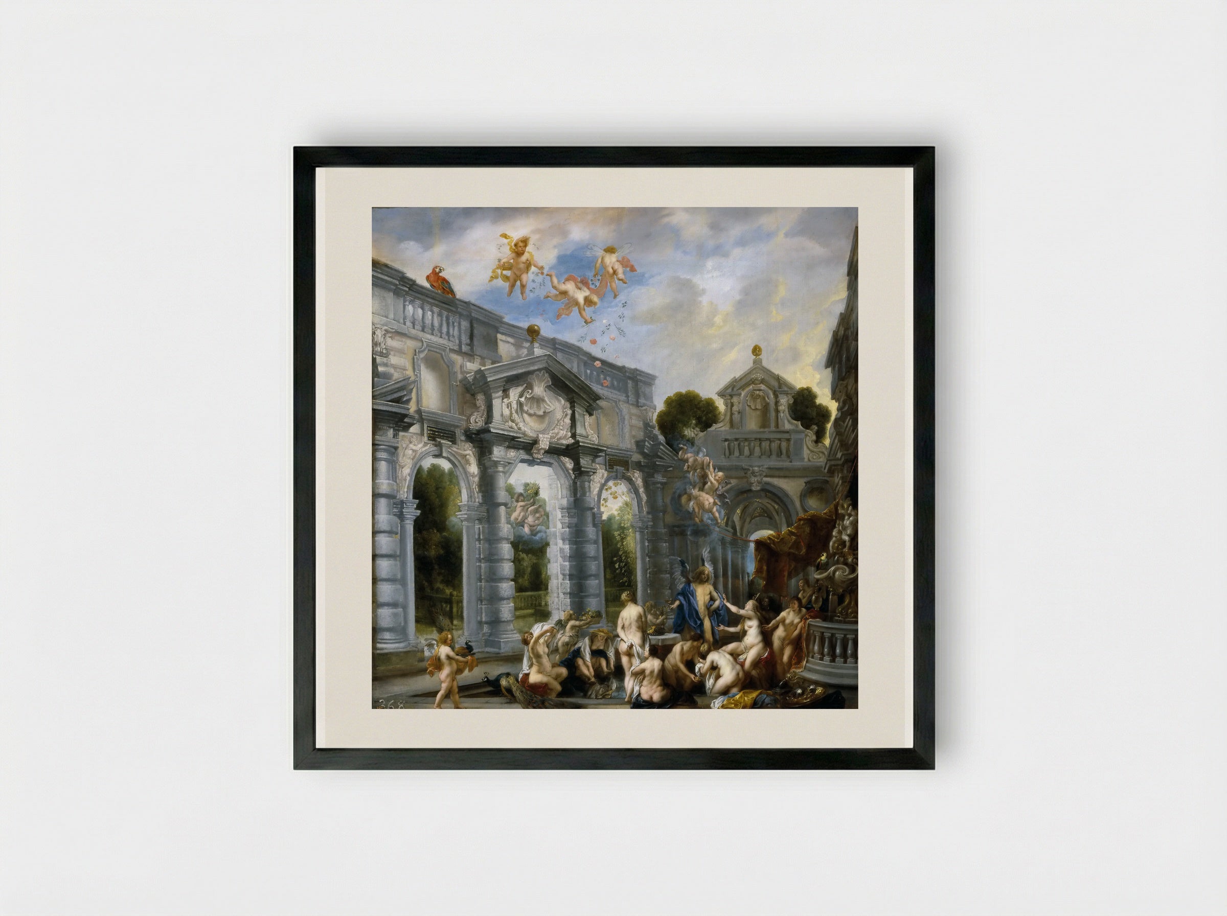 Love of Cupid and Psyche - Jacob Jordaens - Framed Print Black