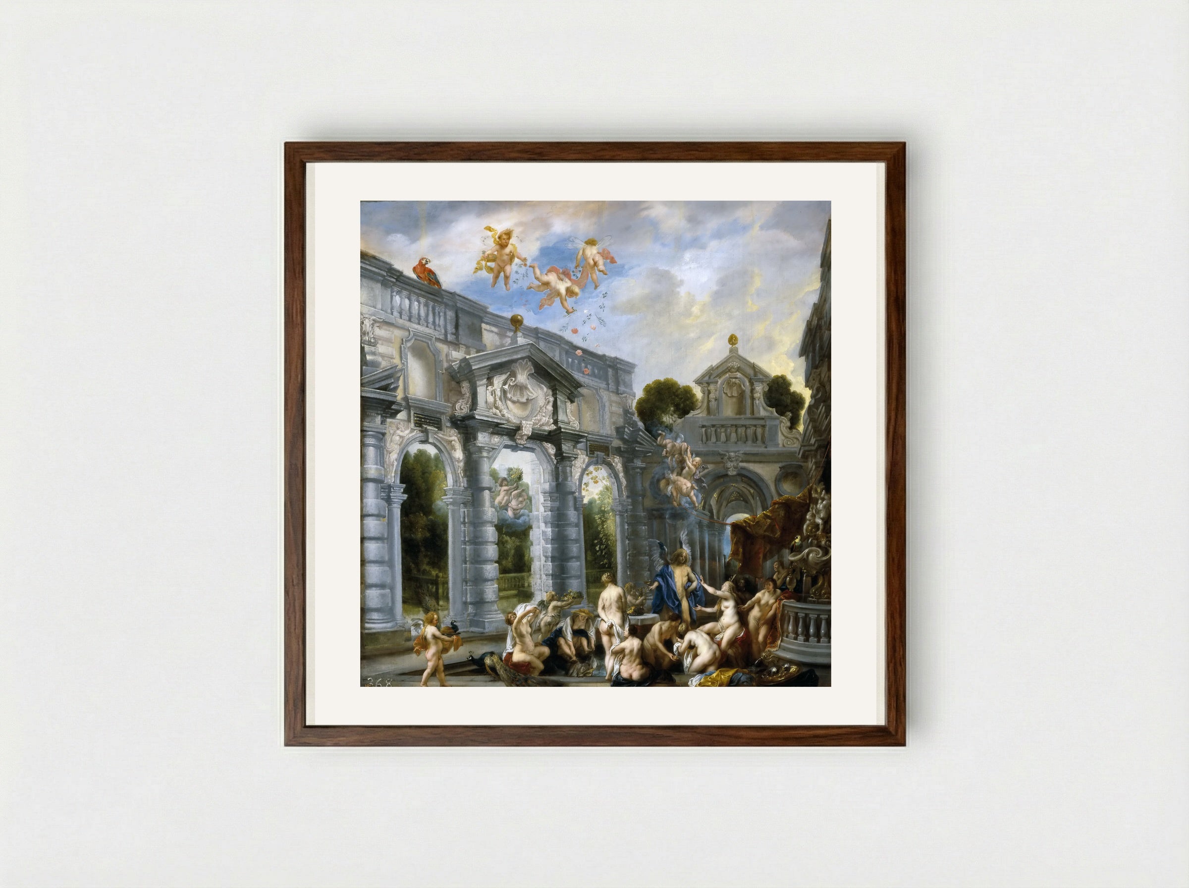 Love of Cupid and Psyche - Jacob Jordaens - Framed Print Dark Wood